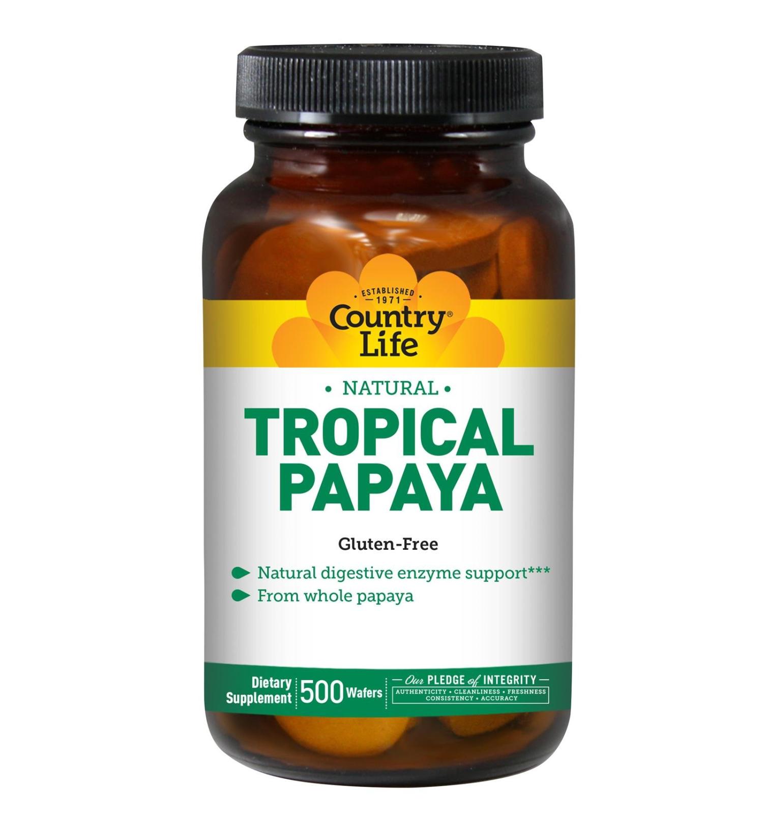 Country Life Natural Tropical Papaya 500 Wafers