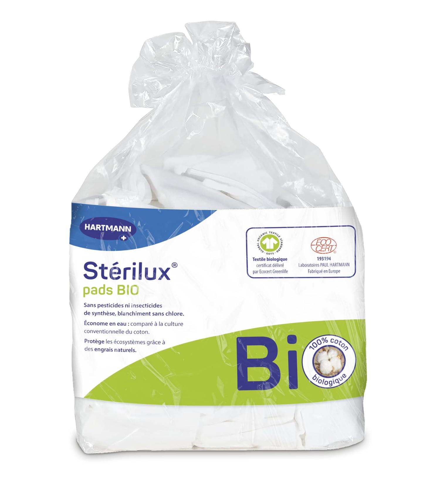 Sterilux Pads BIO - Organic Cotton Rectangles - Soft - Lint Free - 7.5 x 9.5 cm - 160 Units - Buy Online on GoSupps.com