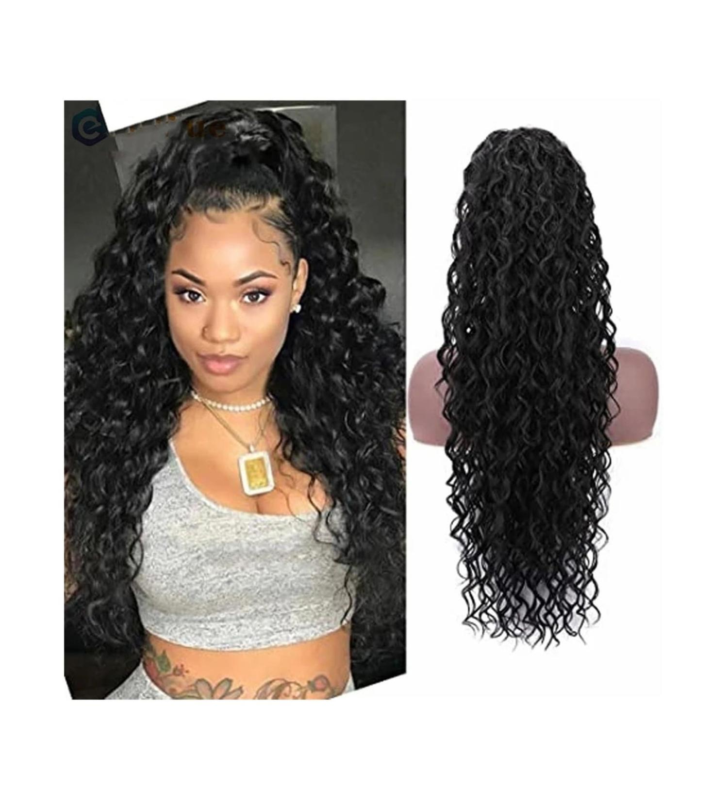 Human Hair Ponytail Hair Piece Ponytail Extension for Black Women Kinky Curly Drawstring Pony Tail Malaysia Real Human Hair Clip in Afro Curly Ponytail Hairpieces Natural Black Ponytail Hairpiece f 26inches Natural Color - Buy Online on GoSupps.com