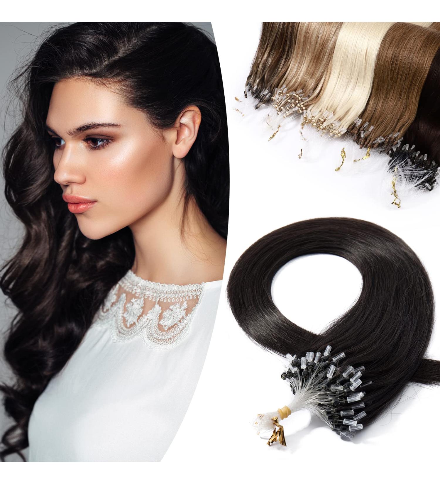 Rich Choices Micro Loop Human Hair Extensions 16 Inches Real Human Hair Extensions 100s 0.5g/Strand 50g Remy Straight Hair Durable Ring Beads #1B Natural Black 16 Inch #1B Natural Black - Buy Online on GoSupps.com