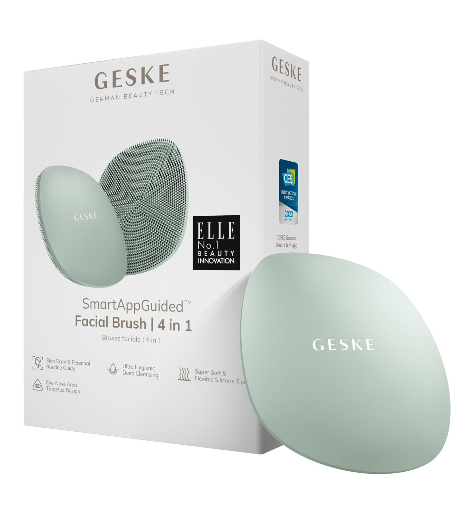 Geske SmartAppGuided Facial Brush 4 in 1 | Silicone Facial Cleaning Device | Professional Skin Care | Soft Brush for Deep Cleansing | International Shipping Available - Buy Online on GoSupps.com