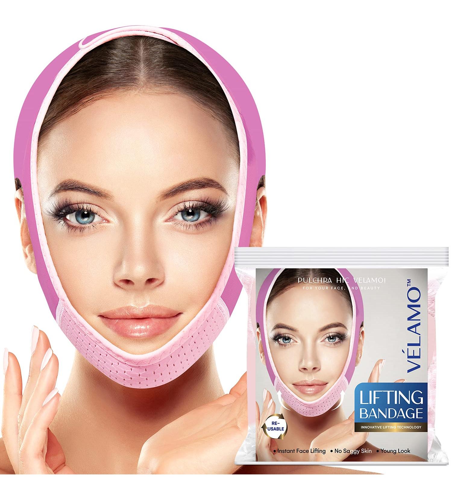 VELAMO Reusable V Line Mask - Double Chin Reducer & Face Lifting Belt - Buy Online on GoSupps.com