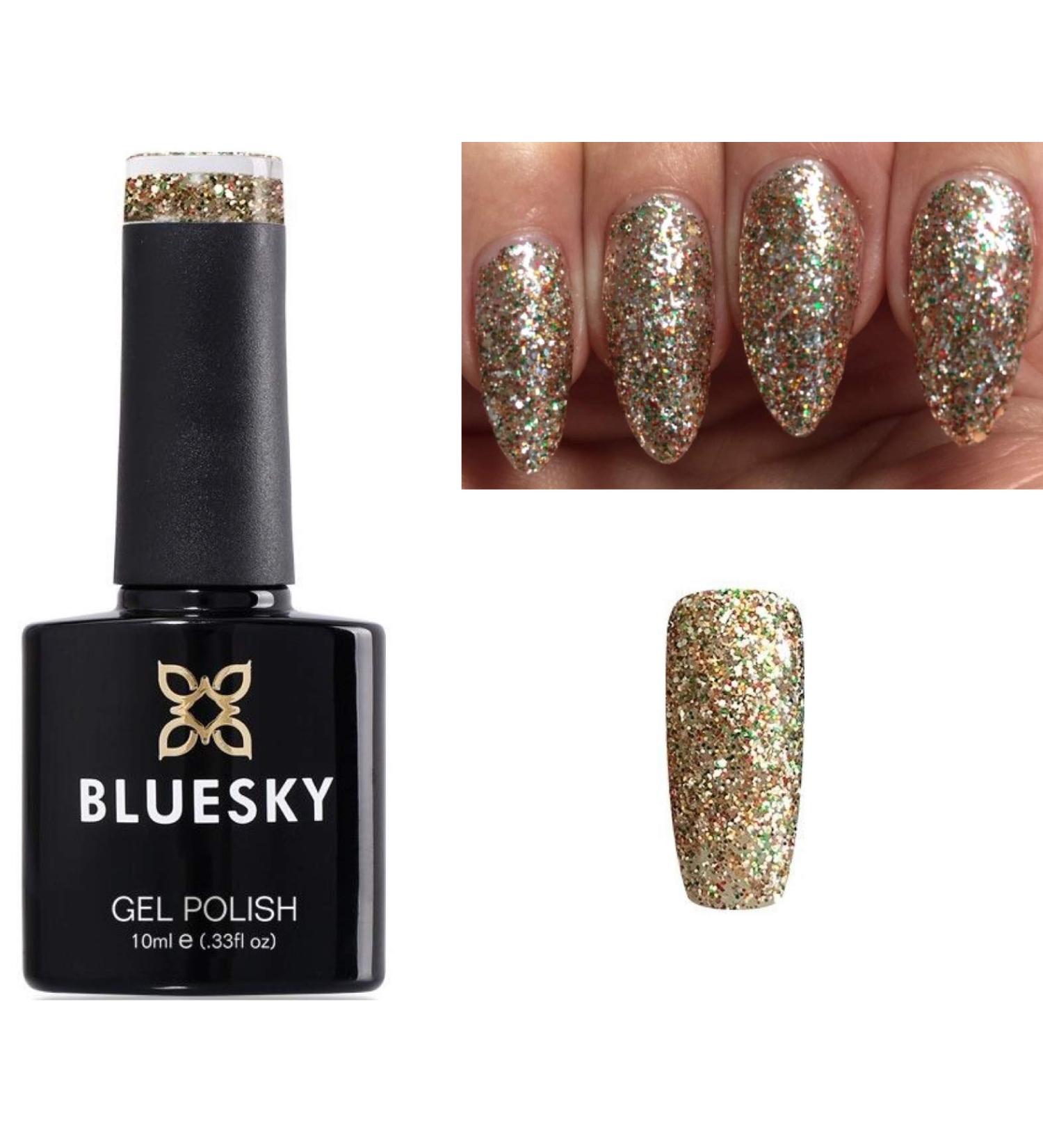 Bluesky Gel Nail Polish BELLE OF THE BAUBLE Christmas Multi Coloured Silver Glitter and Gold GLITTER Nail UV LED Soak Off - Buy Online on GoSupps.com