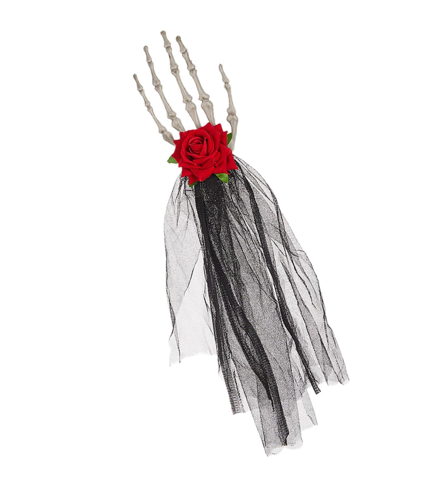 Biniveil Halloween Skull Hand Hairpins - Gothic Halloween Skeleton Headpiece | Skull Claw Rose Hairpins Halloween Skull Hair Barrettes For Props Costume Decoration Issue Card - Buy Online on GoSupps.com