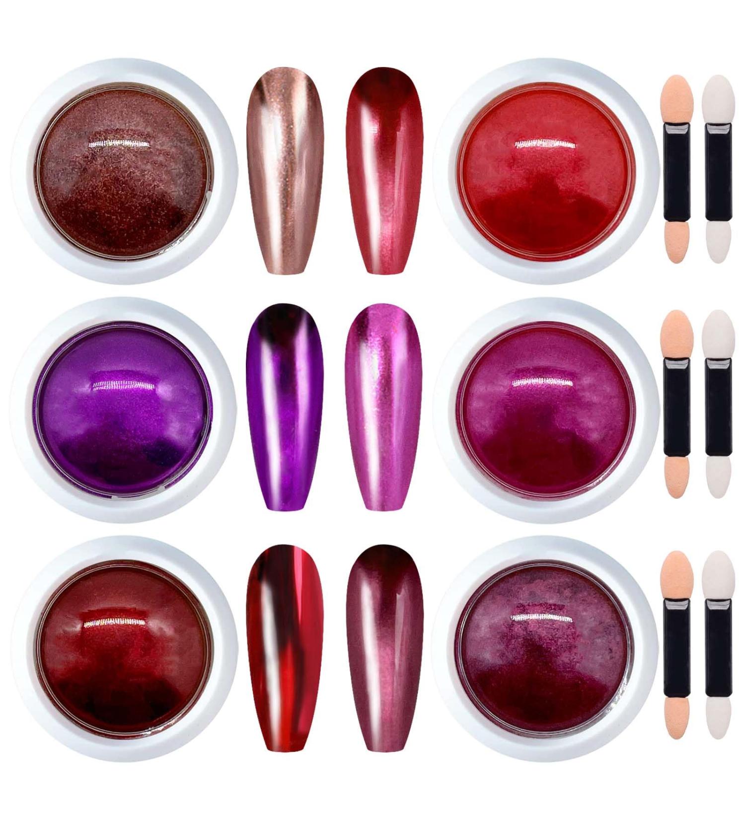 GZMAYUEN Chrome Nail Powder Mirror Effect Metallic Powder for Nails 6 Color Red Chrome Dip Powder Nail Pigment for DIY Gel Polish Nail Art 05 - Buy Online on GoSupps.com