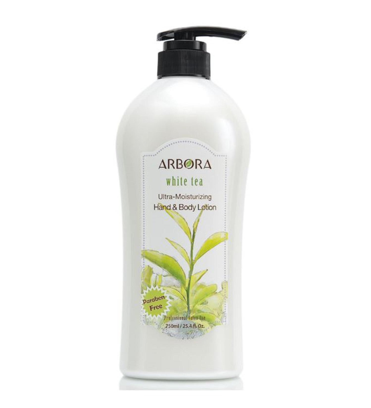 ARBORA Hand & Body Lotion WHITE TEA 25.4OZ/750ML Paraben Free Natural Ultra-Moisturizing Professional Massage Lotion Original from Korea 25.4 Fl Oz (Pack of 1) - Buy Online on GoSupps.com