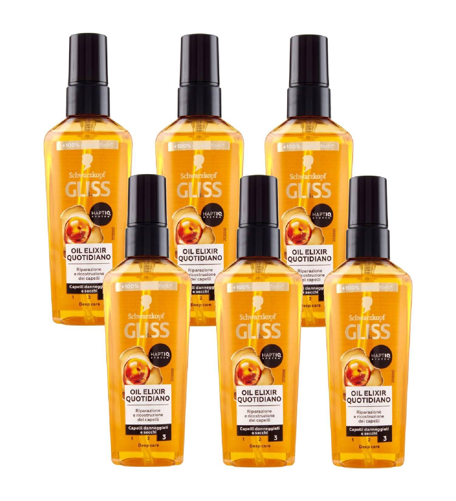  Gliss 6 x GLISS Hair Treatment Oil Elixir for Dry Hair 75 ml - Buy Online on GoSupps.com