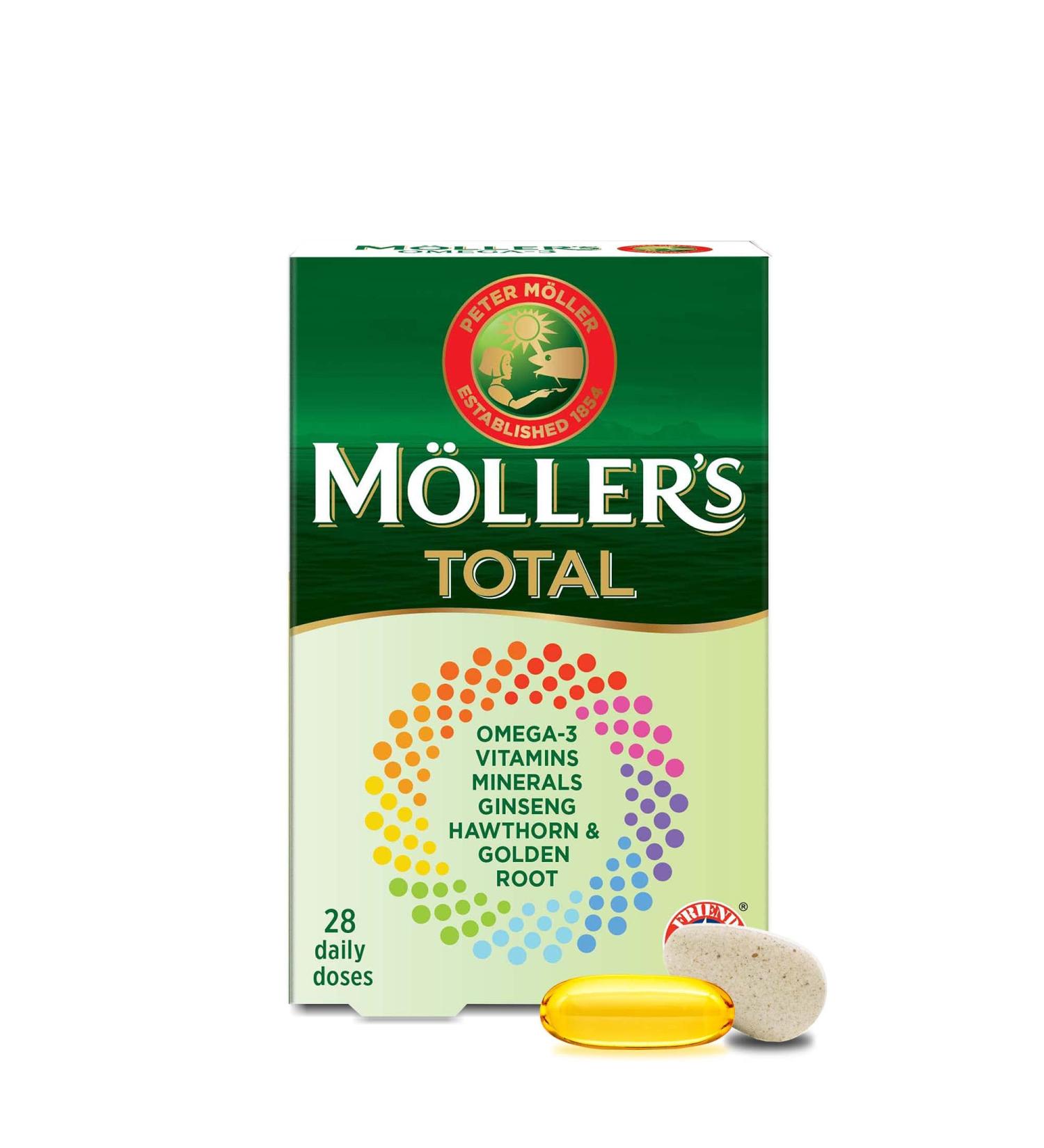 M ller Total - Complete Daily Omega-3 Supplements with EPA & DHA | Vitamins Minerals Ginseng Hawthorn | 56 Capsules - Buy Online on GoSupps.com