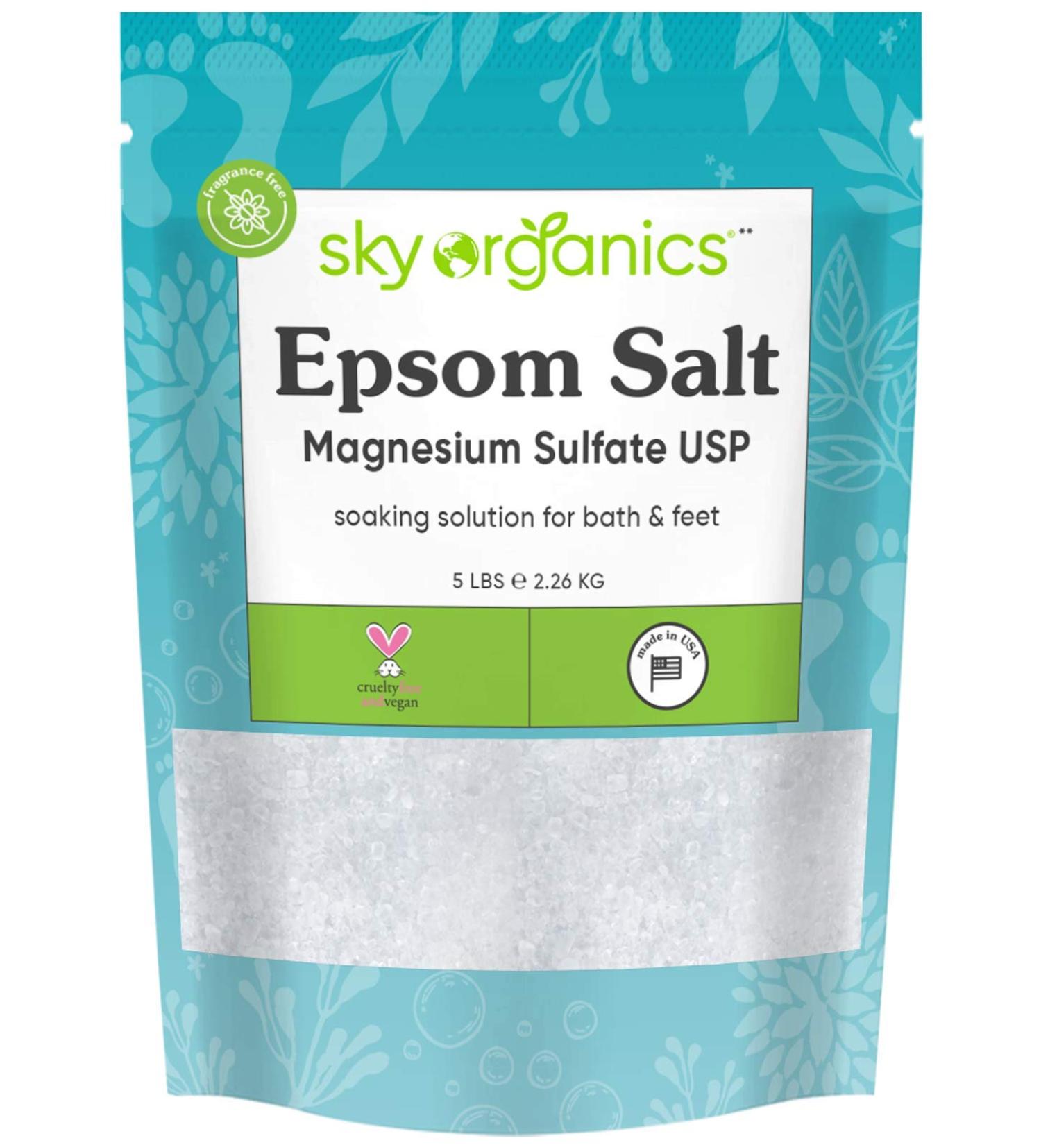 Sky Organics Epsom Salt 5 lbs - Soothe, Refresh & Relax Your Body - Buy Online on GoSupps.com