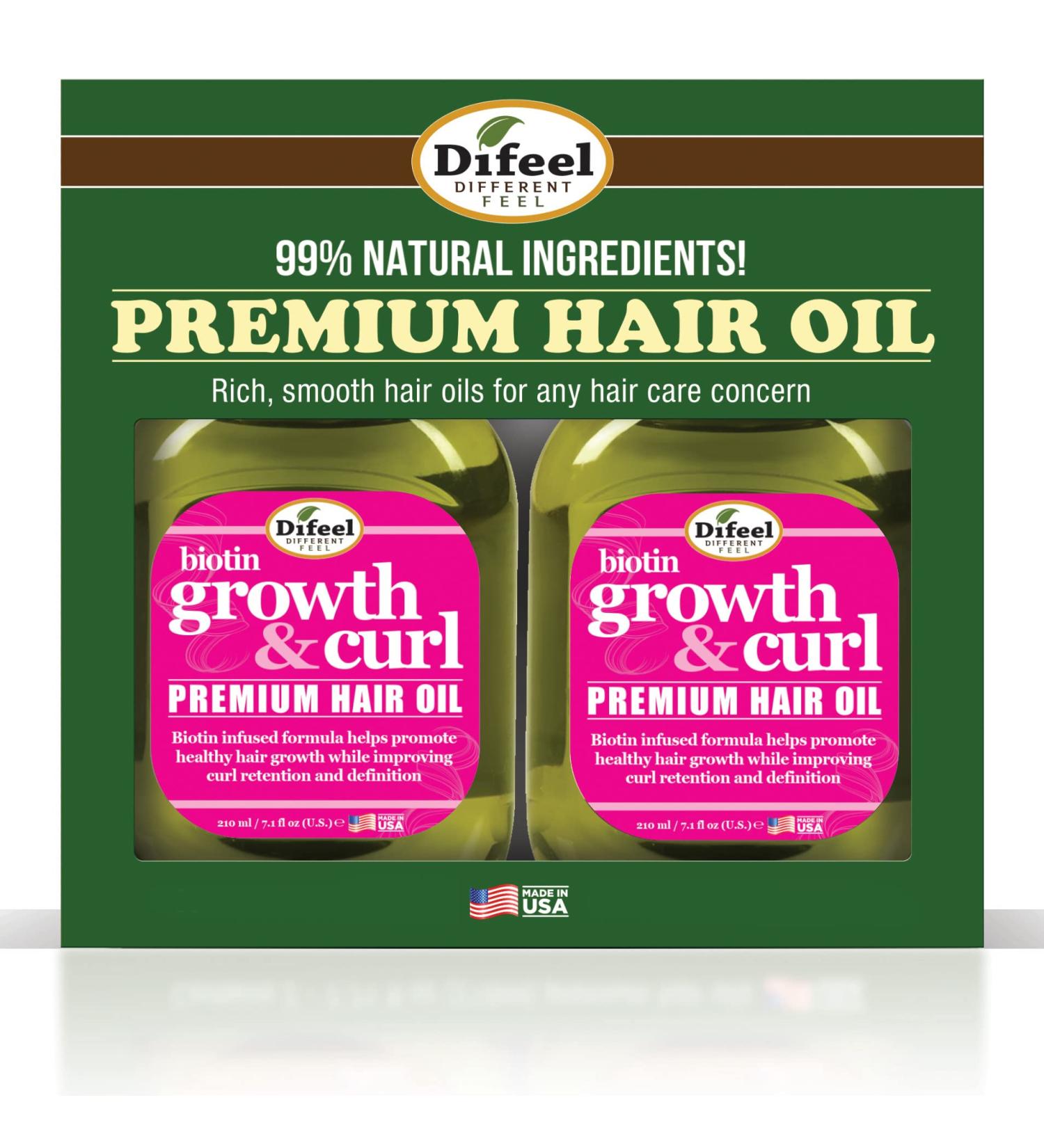 Difeel Biotin Growth & Curl Hair Oil 7.1 oz - Deluxe 2-PC Gift Set | International Shipping Available - Buy Online on GoSupps.com