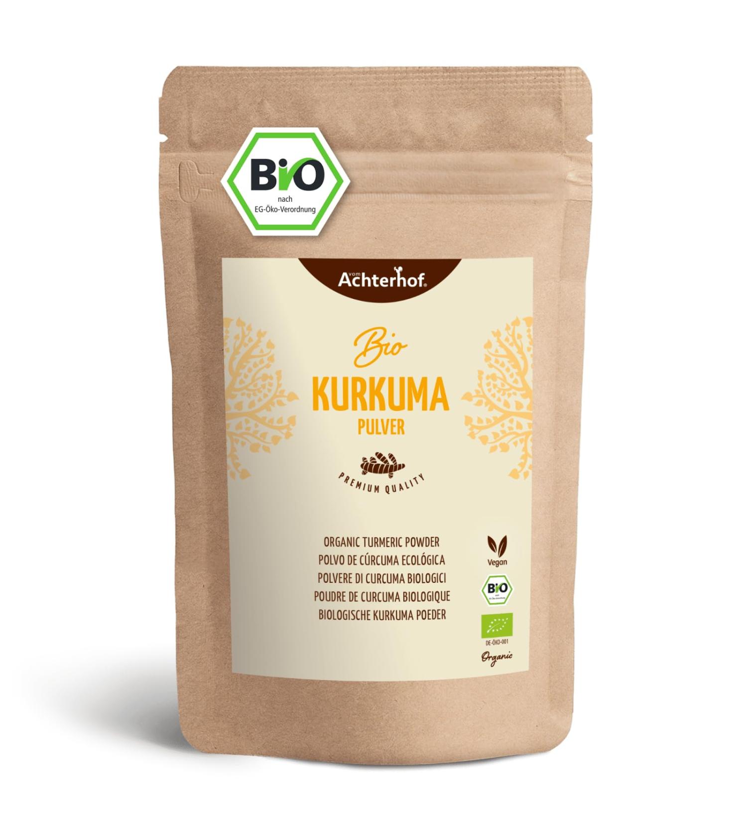 Organic Turmeric Powder 250g - Premium Finely Ground Turmeric Root for Golden Milk Tea & Asian Dishes - Achterhof - Buy Online on GoSupps.com