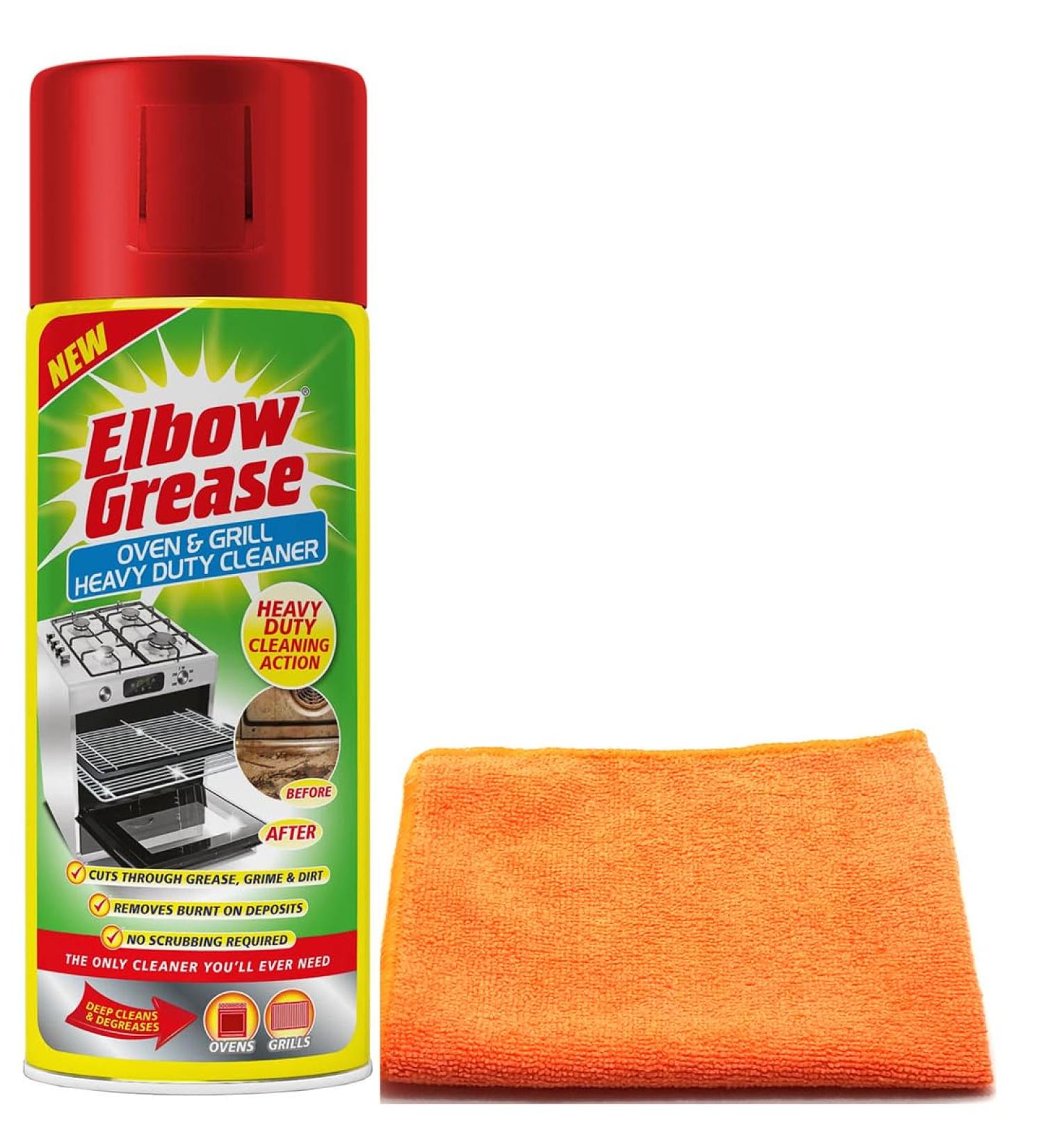 Elbow Grease Oven & Grill Heavy Duty Cleaner Spray (1X 400 ML)- Powerful Oven & Grill Deep Cleaner - with Ultra Absorbent Microfibre Cleaning Cloth Elbow Grease Oven Cleaner Spray + Cloth - Buy Online on GoSupps.com