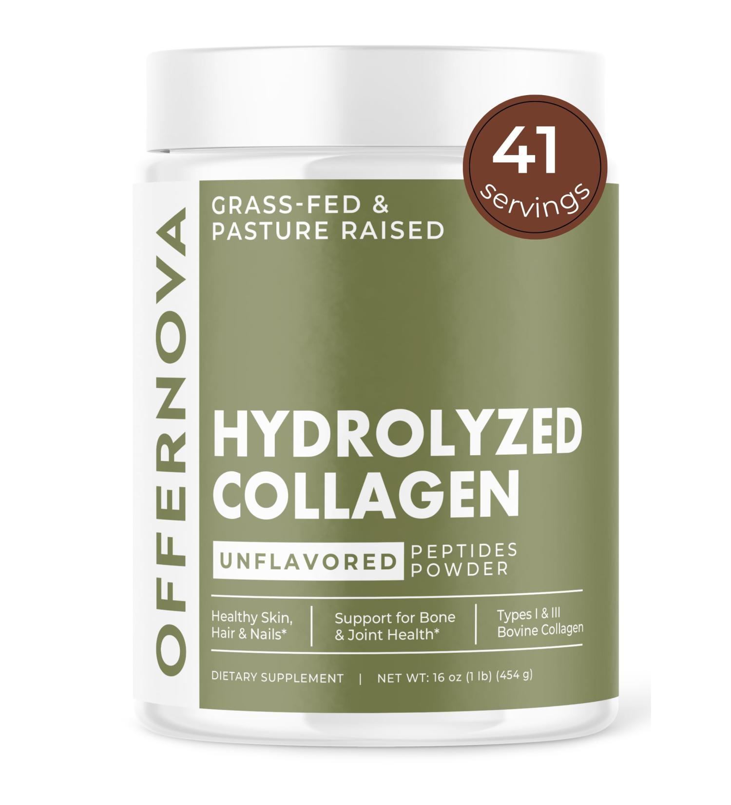 Hydrolyzed Collagen Peptides Powder - 100% Pure Grass Fed & Unflavored for Women & Men for Healthy Bones Joints Hair & Skin Colageno Hidrolizado en Polvo Piel Cabello y Articulaciones - Buy Online on GoSupps.com