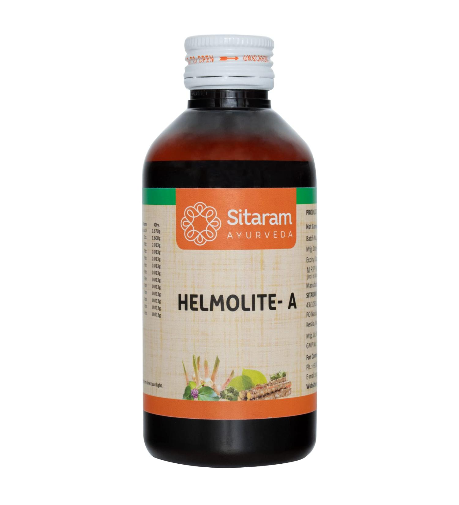 Sitaram Helmolite 200ml - Ayurvedic Deworming for Kids Boosts Appetite & Digestion Relieves Constipation & Bloating - Buy Online on GoSupps.com