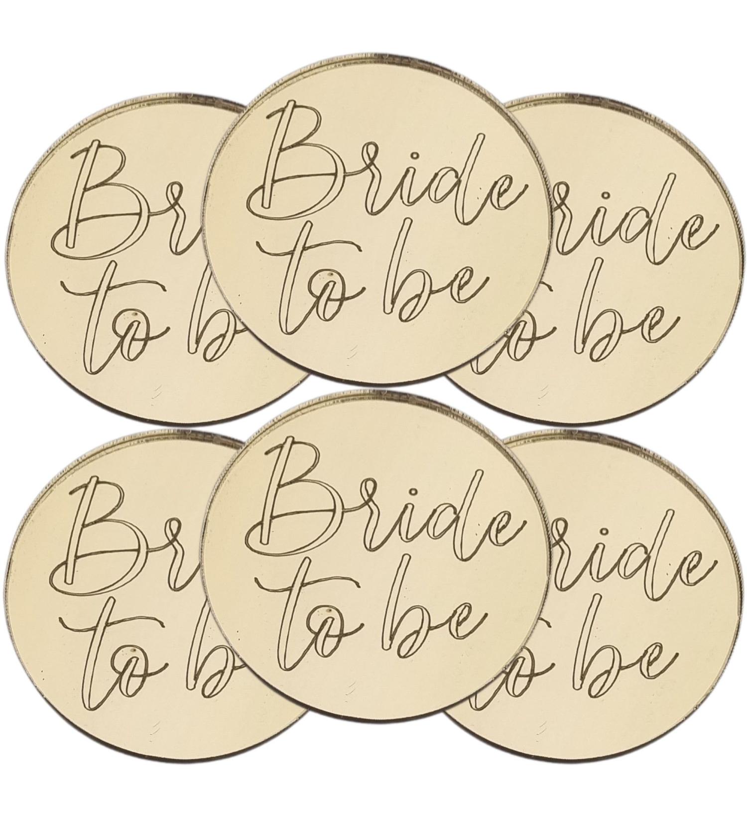 Bride To Be Gold Mirror Acrylic Cake Charm Topper Cake Disc Acrylic Wedding Celebration Cupcake Topper Getting Married Cake Topper Gift For Her Wedding 50mm 5cm 2inch 3 mm Thickness