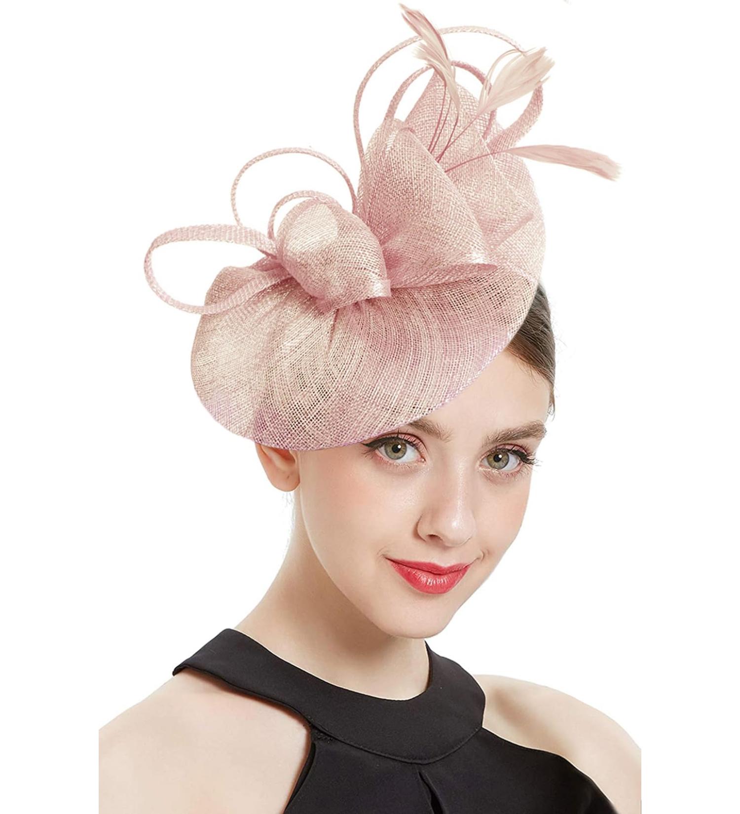 Z&X Women's Sinamay Fascinator Pillbox Headband Hair Clip Cocktail Tea Party Hat 035 Nude Pink One Size - Buy Online on GoSupps.com