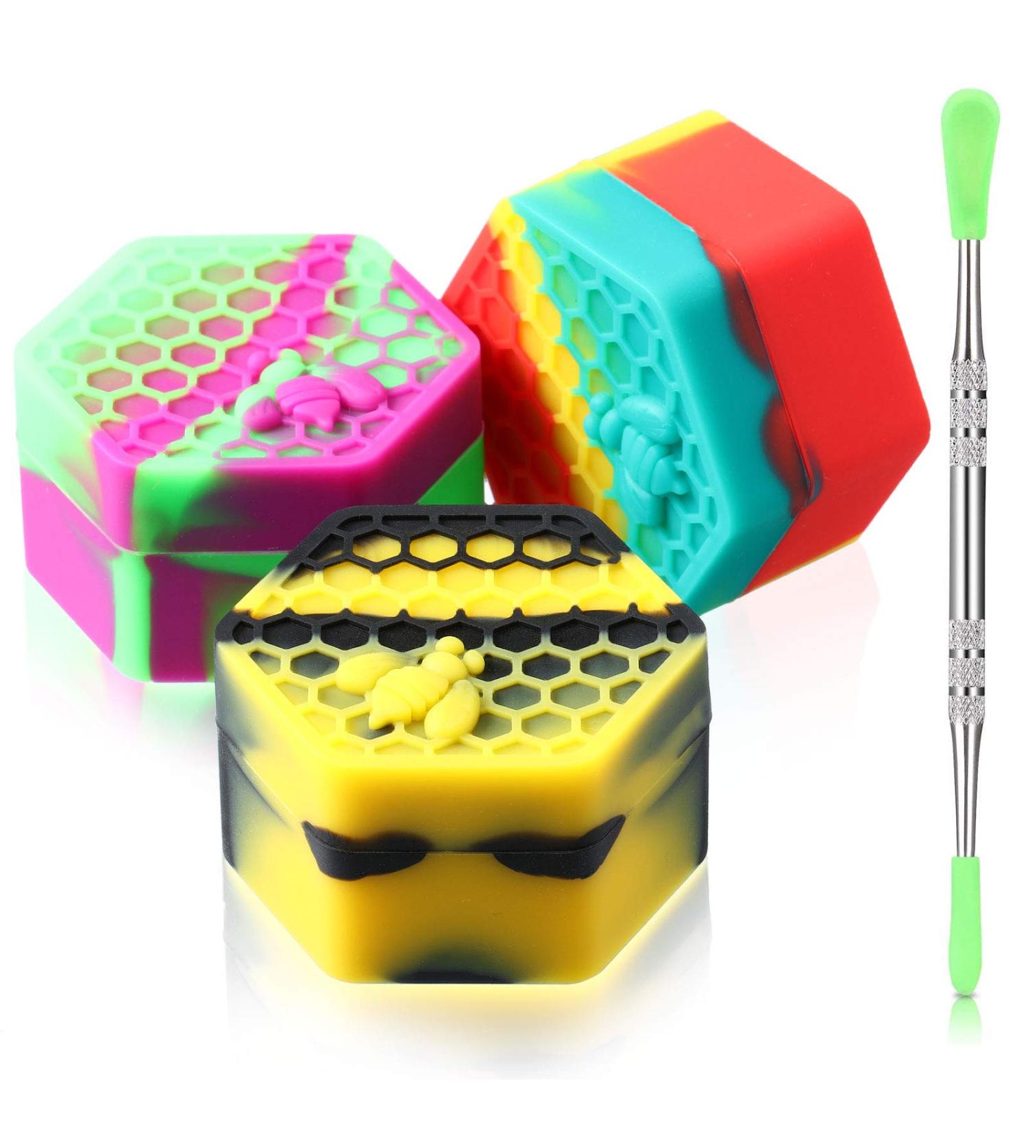 3 Pieces 26ml Hexagon Silicone Container Wax Carving Container Silicone Honeybee Container with Carving Tool for Essential Oil  Lip Balm  Spices (Assorted Color) - Buy Online on GoSupps.com