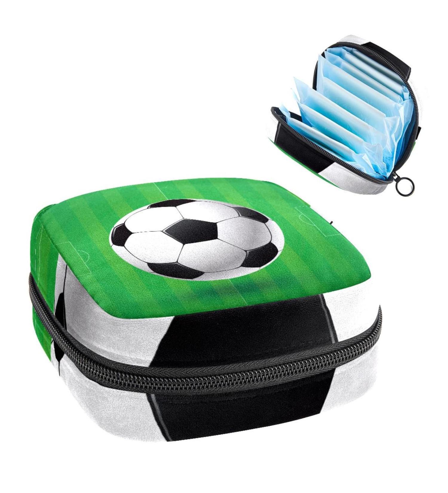 Period Bag Sanitary Napkin Storage & Travel Makeup Pouch - Football & Green - Buy Online on GoSupps.com