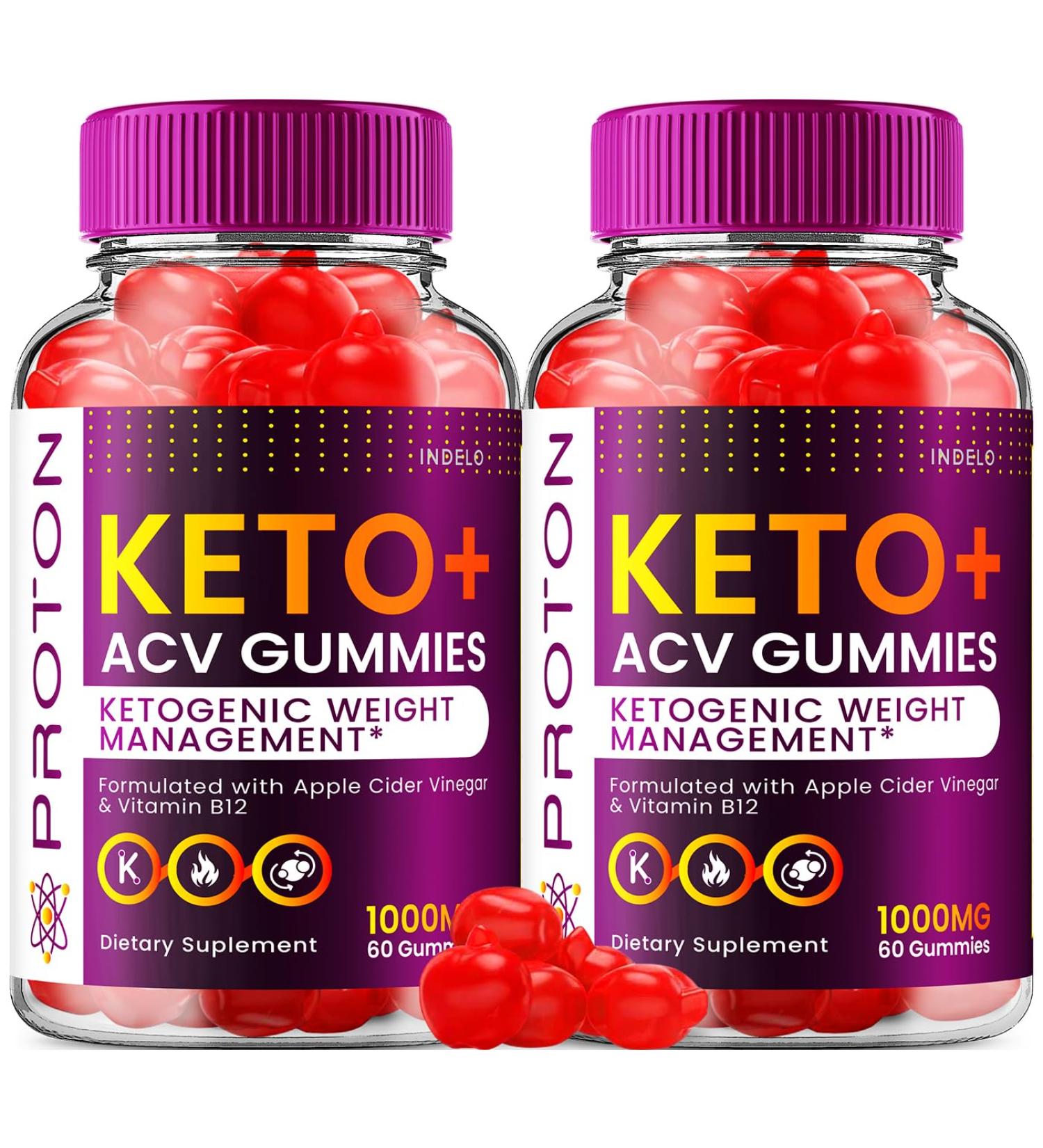 Proton Keto ACV Gummies 2-Pack | 1000mg Apple Cider Vinegar & B12 | Advanced Keto Support | 120 Gummies Total - Buy Online on GoSupps.com