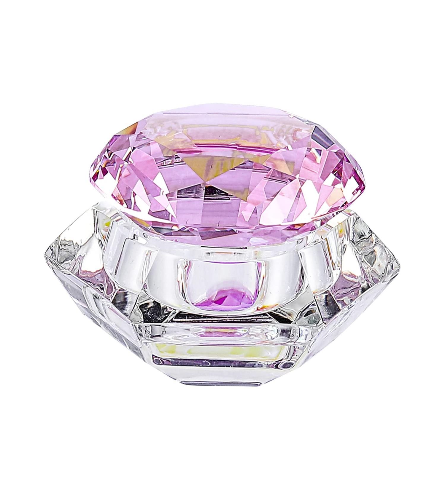 Minkissy Nail Art Dappen Dish Diamond Shape Nail Crystal Bowl with Lid for Nail Acrylic Liquid Powder (Pink) - Buy Online on GoSupps.com