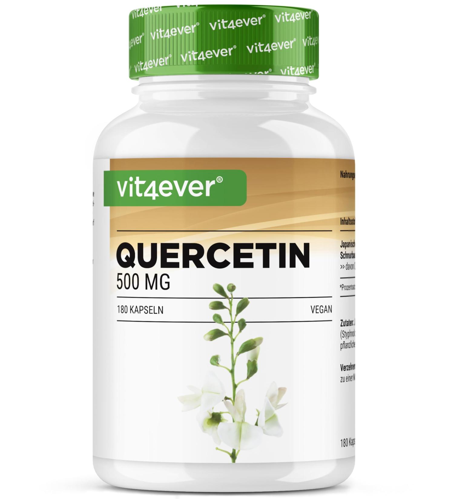 Querc tine - 500 mg - 180 g lules - 6 mois d'approvisionnement - Premium : extrait naturel de fleurs de ch ne 15:1 avec 95% de querc tine - hautement dos - v g talien 180 unit (Lot de 1) - Buy Online on GoSupps.com