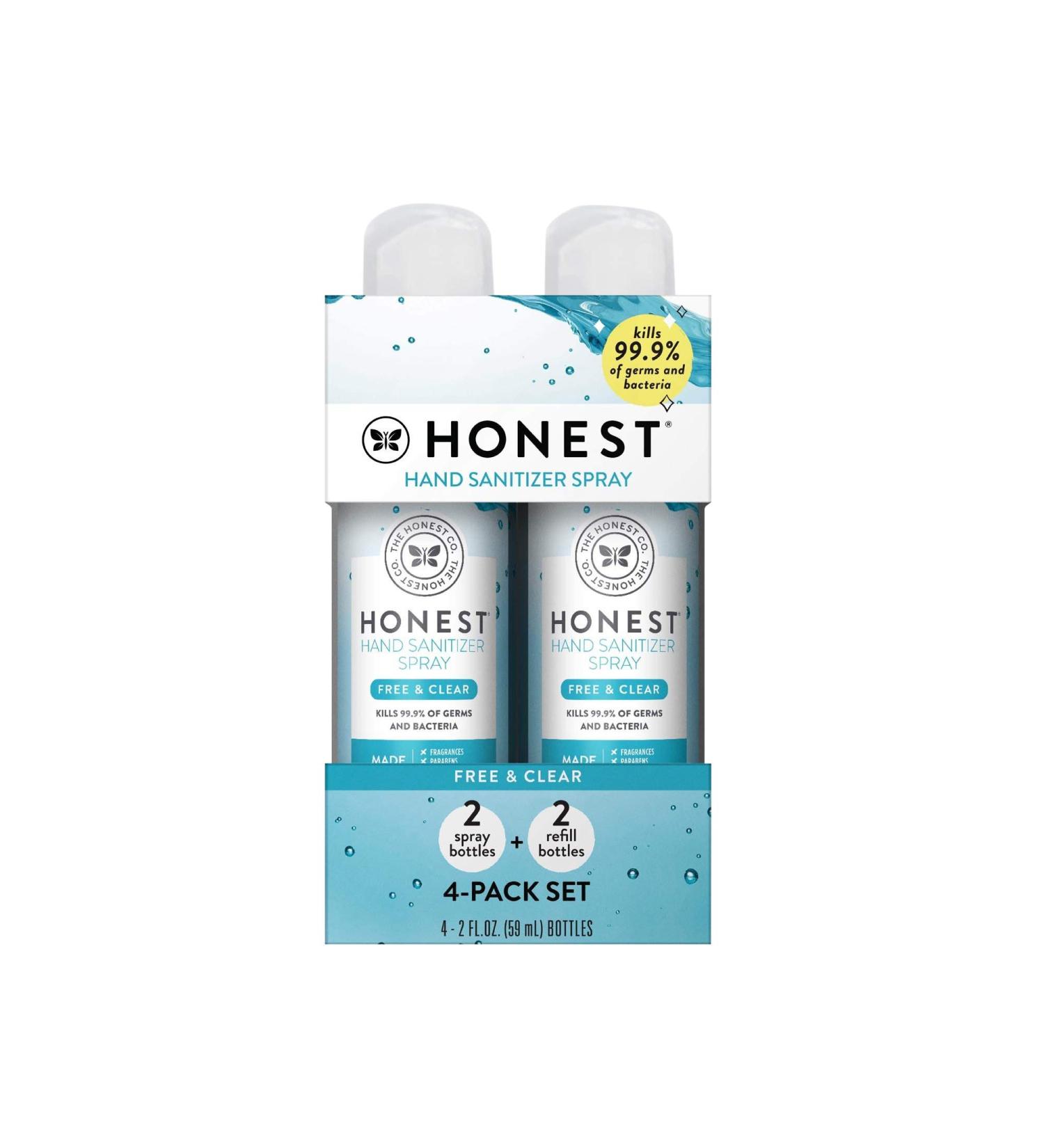 The Honest Company Hand Sanitizer Spray 2 Fl. Oz. 4 Count Pack - Free + Clear, 8 Fl. Oz. Total - Buy Online on GoSupps.com