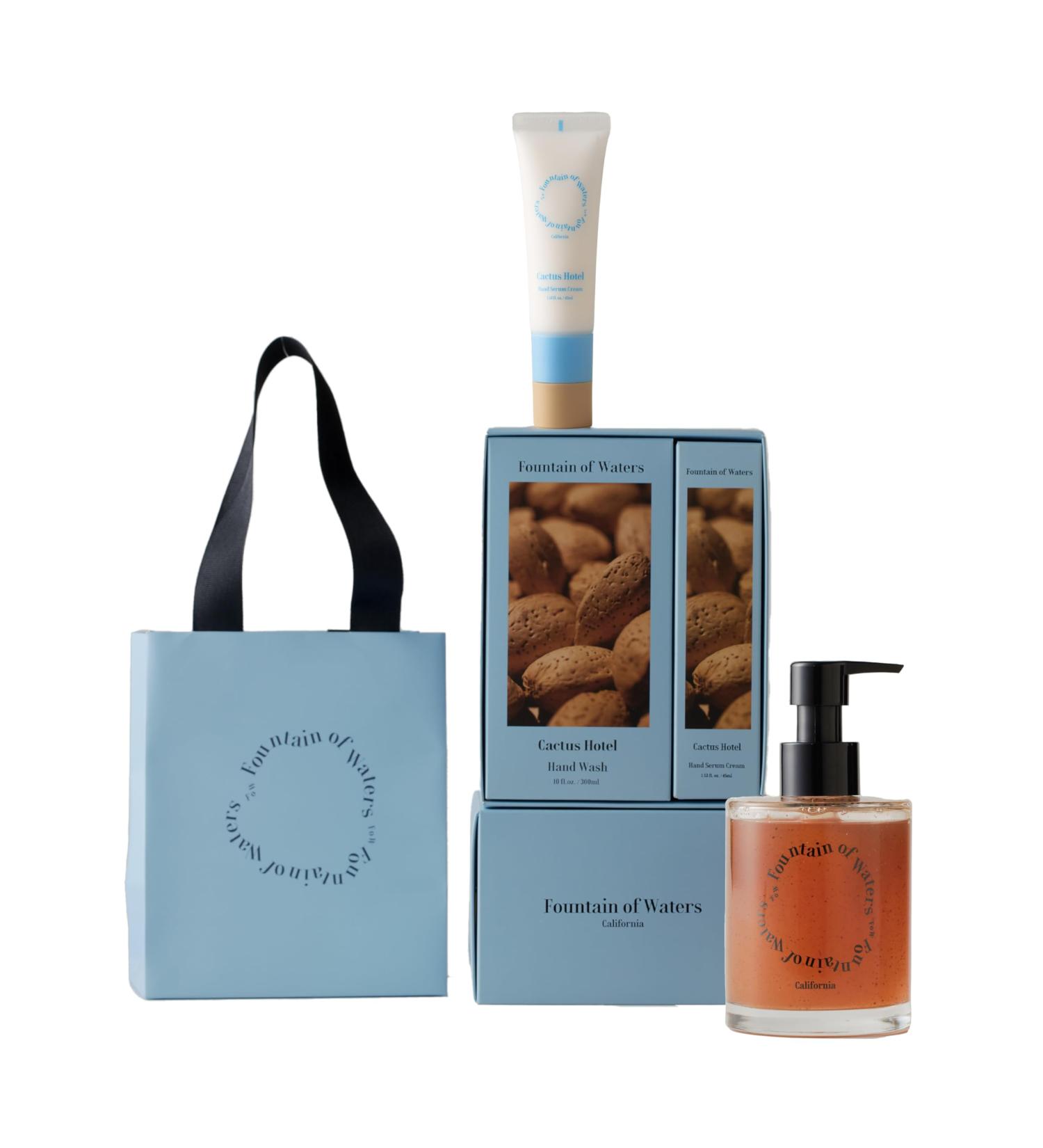 Fountain of Waters Cactus Hotel Hand Wash & Serum Set - Vegan Cruelty-Free Gift for Her - Premium Almond Oil infused - 300ml & 45ml - Crafted in Korea - Buy Online on GoSupps.com