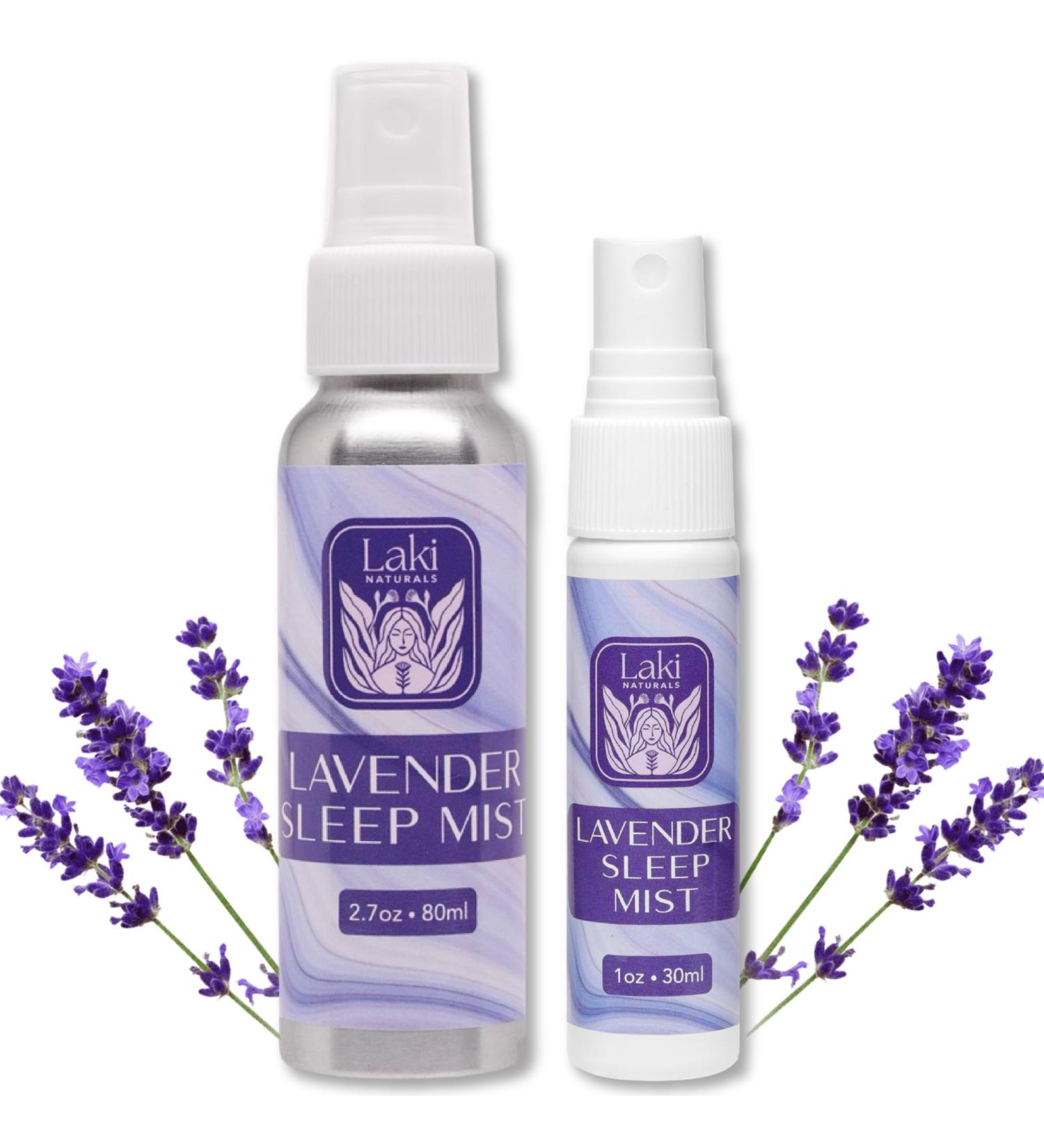 Laki Naturals Lavender Sleep Mist Travel Size & Full Size Set (2.7oz + 1oz) Lavender Essential Oil Spray for Bedding & Room | Aromatherapy Mist Lavender & Travel Size ( 2.7 oz Bottle & 1 oz Bottle) - Buy Online on GoSupps.com