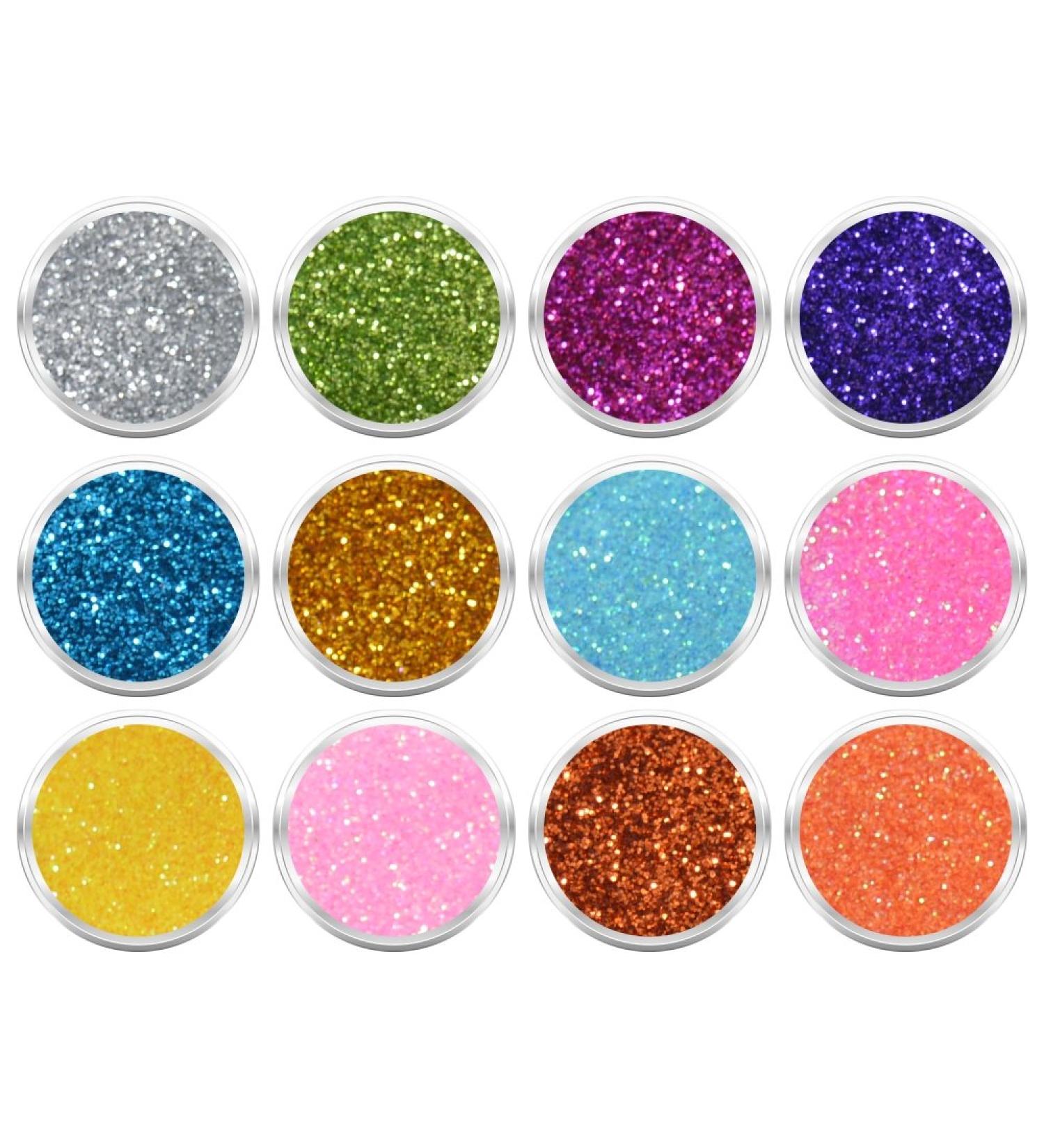 12 jars of nail art glitter powder mica glitter glitter dust set 001 in various iridescent colors