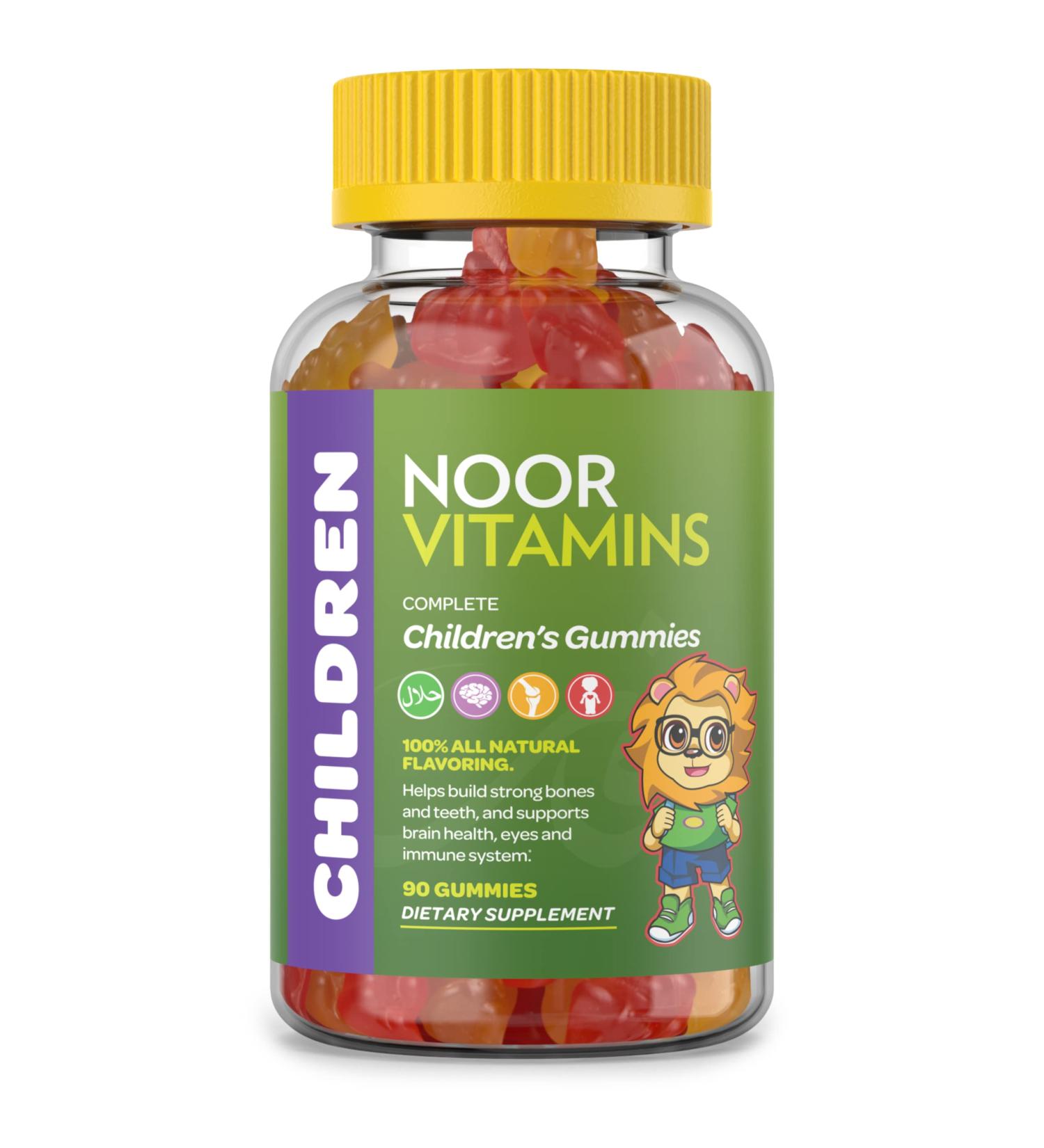 Noor Halal Kids Multivitamin Gummies with Vitamin C, D3, Zinc, B6 & B12 - 90 Count - Buy Online on GoSupps.com