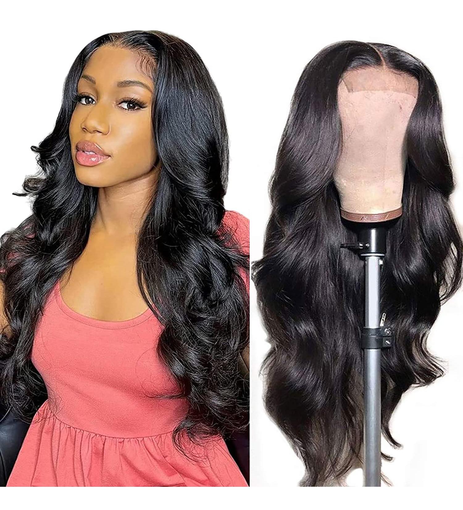 20 Inch Body Wave Lace Front Wig | Pre Plucked Human Hair 150% Density | Brazilian Hair Closure Glueless Wig for Black Women - Buy Online on GoSupps.com