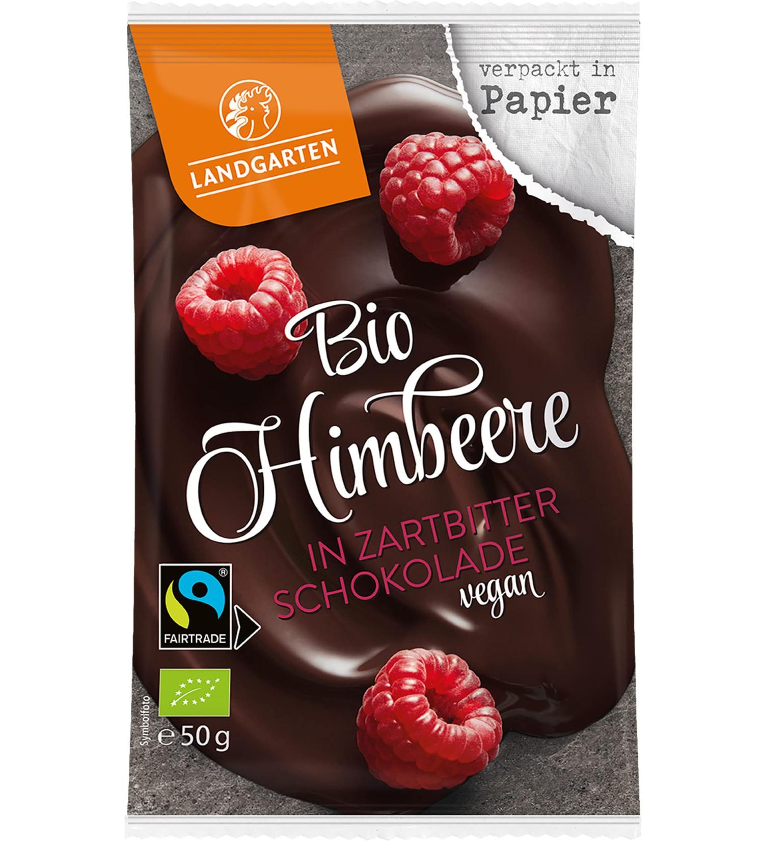Landgarten Organic Raspberry in Dark Chocolate (2 x 50 gr) Raspberry 50 g (pack of 2)