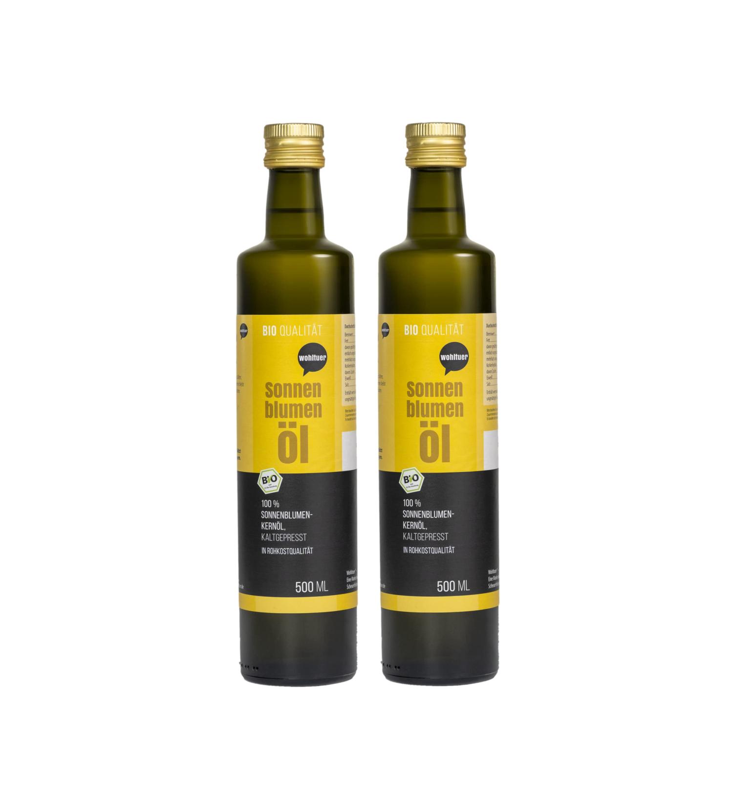 Wohltuer Organic Sunflower Oil 2x500ml - Raw Food Quality Premium International Shipping - Buy Online on GoSupps.com
