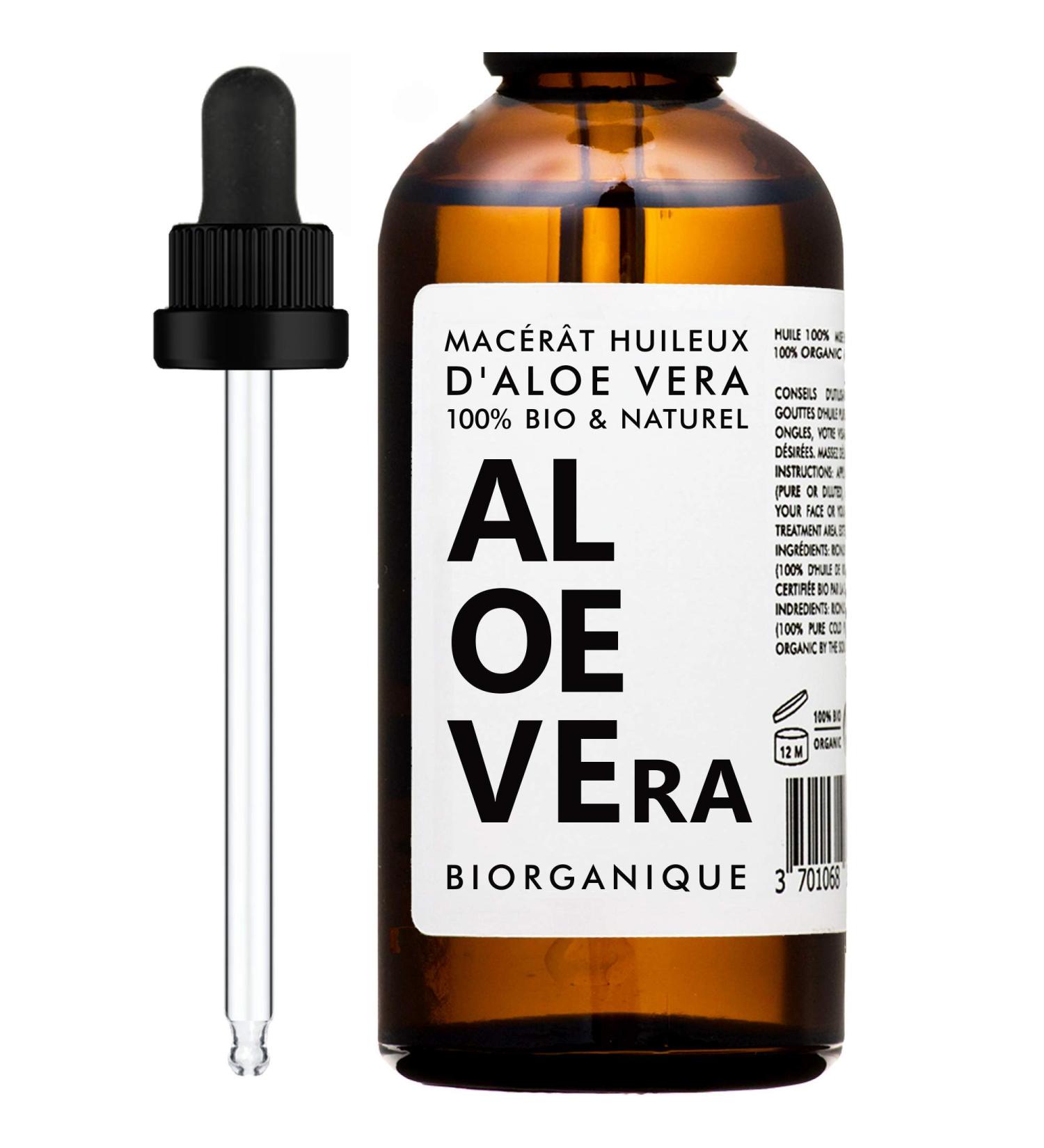 Organic Aloe Vera Oily Macerate - 100% Pure Natural Vegan & Organic - 100ml - Care for Face Skin and Hair - Buy Online on GoSupps.com