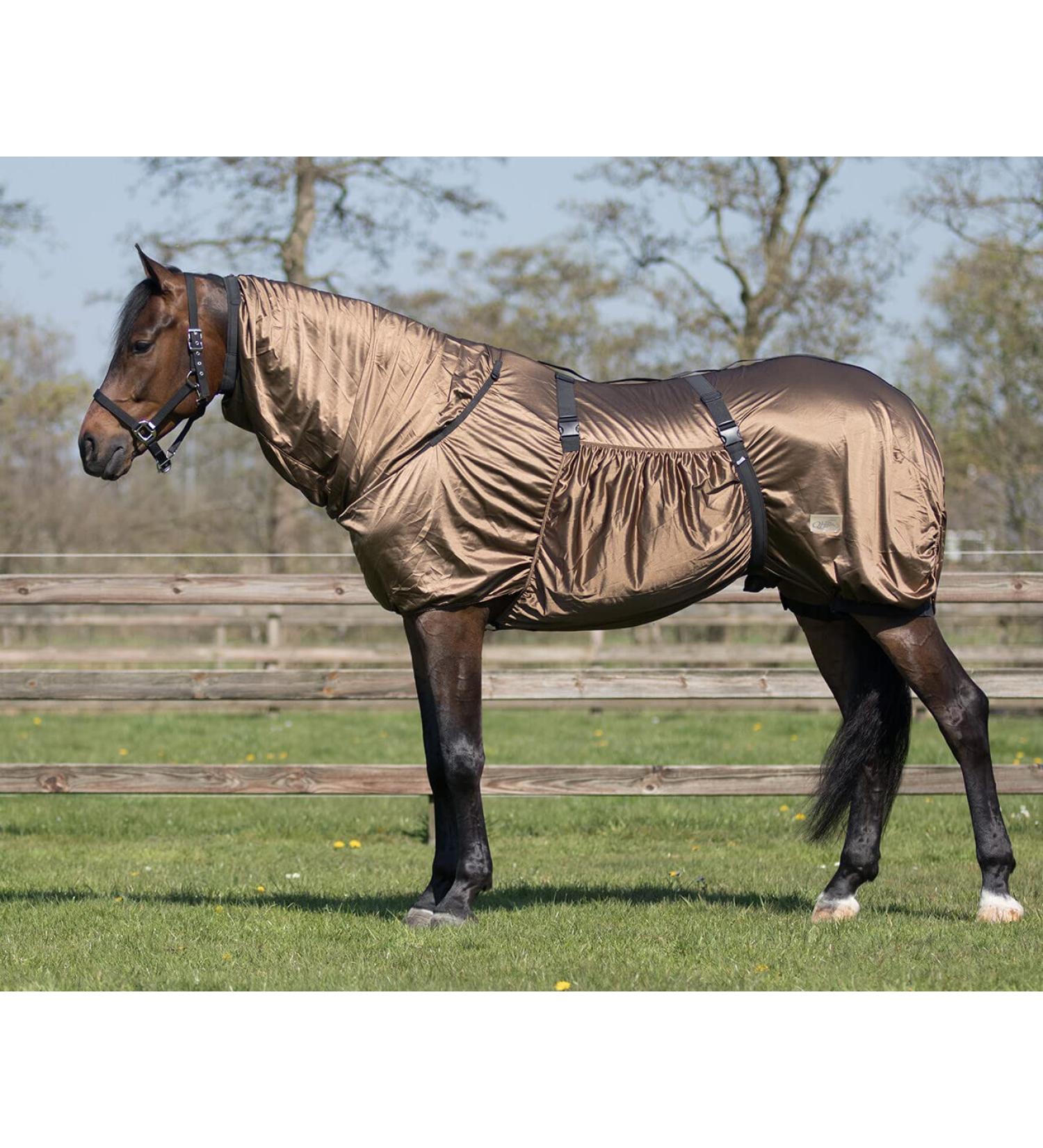 QHP eczema blanket with neck and removable belly flap (110 cm brown)