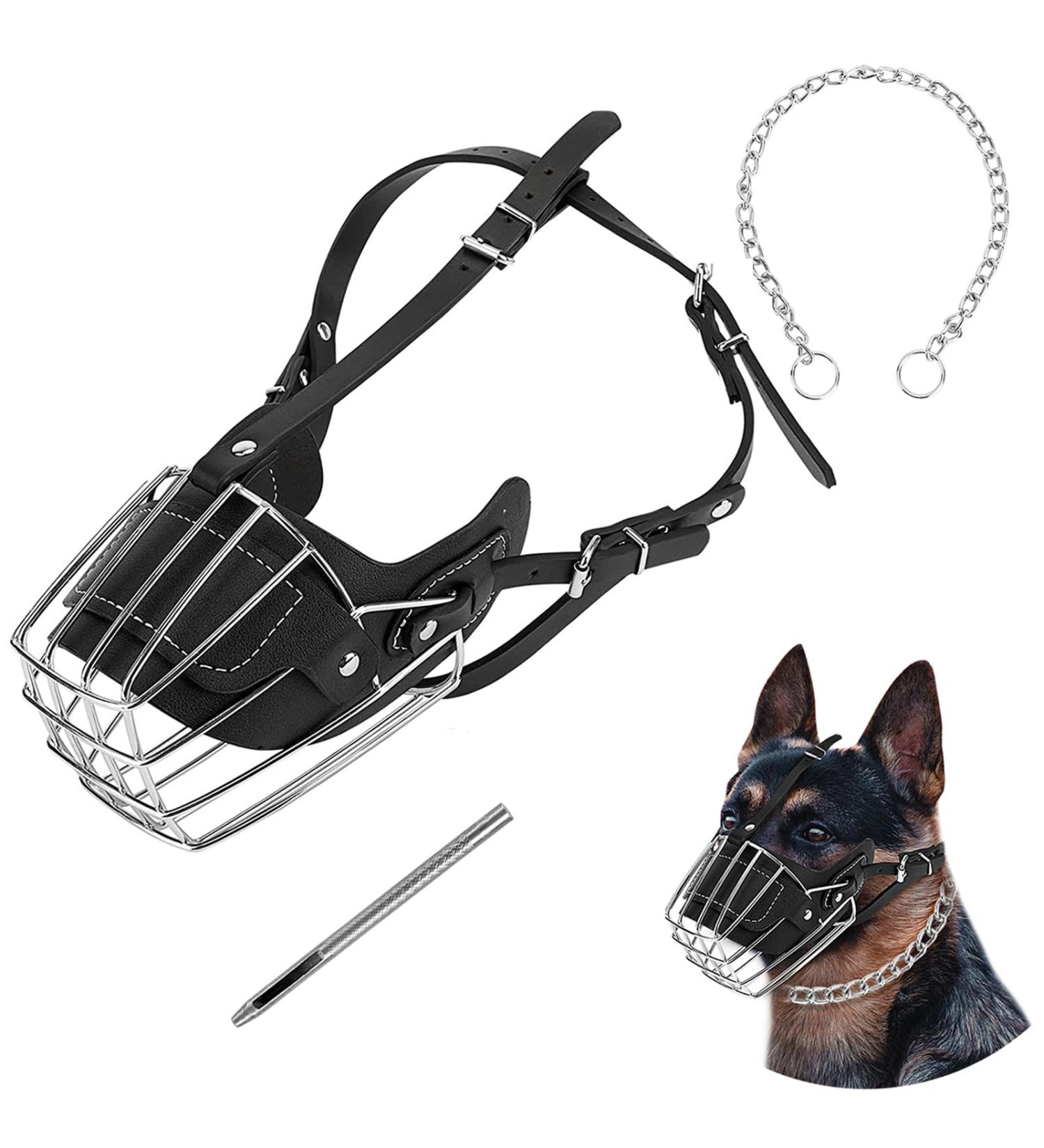 Yinrikom Dog Muzzle - Breathable Metal Basket for Large & Medium Dogs | Adjustable Leather Line | Optimal Comfort & Control - Ryltd Brand - Buy Online on GoSupps.com