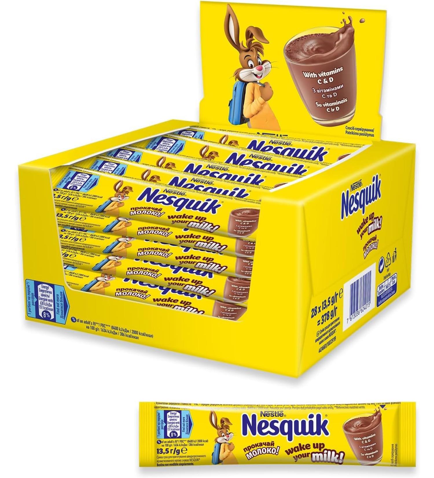 BOISSON CHOCOLAT CACAO NESQUIK FABRIQU E PAR NESTLE EU CONSERVATION LONGUE (60 Sachets x 13.5g) - Buy Online on GoSupps.com
