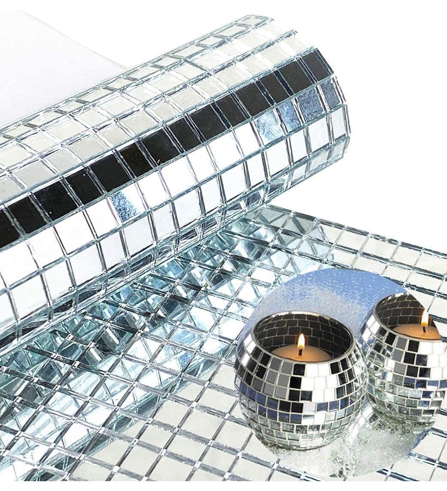REDODECO Real Glass Silver Mirrors Mosaic Tiles Sticker - 2400PCS Self Adhesive Craft Square Tiles 5mm x 5mm - Buy Online on GoSupps.com