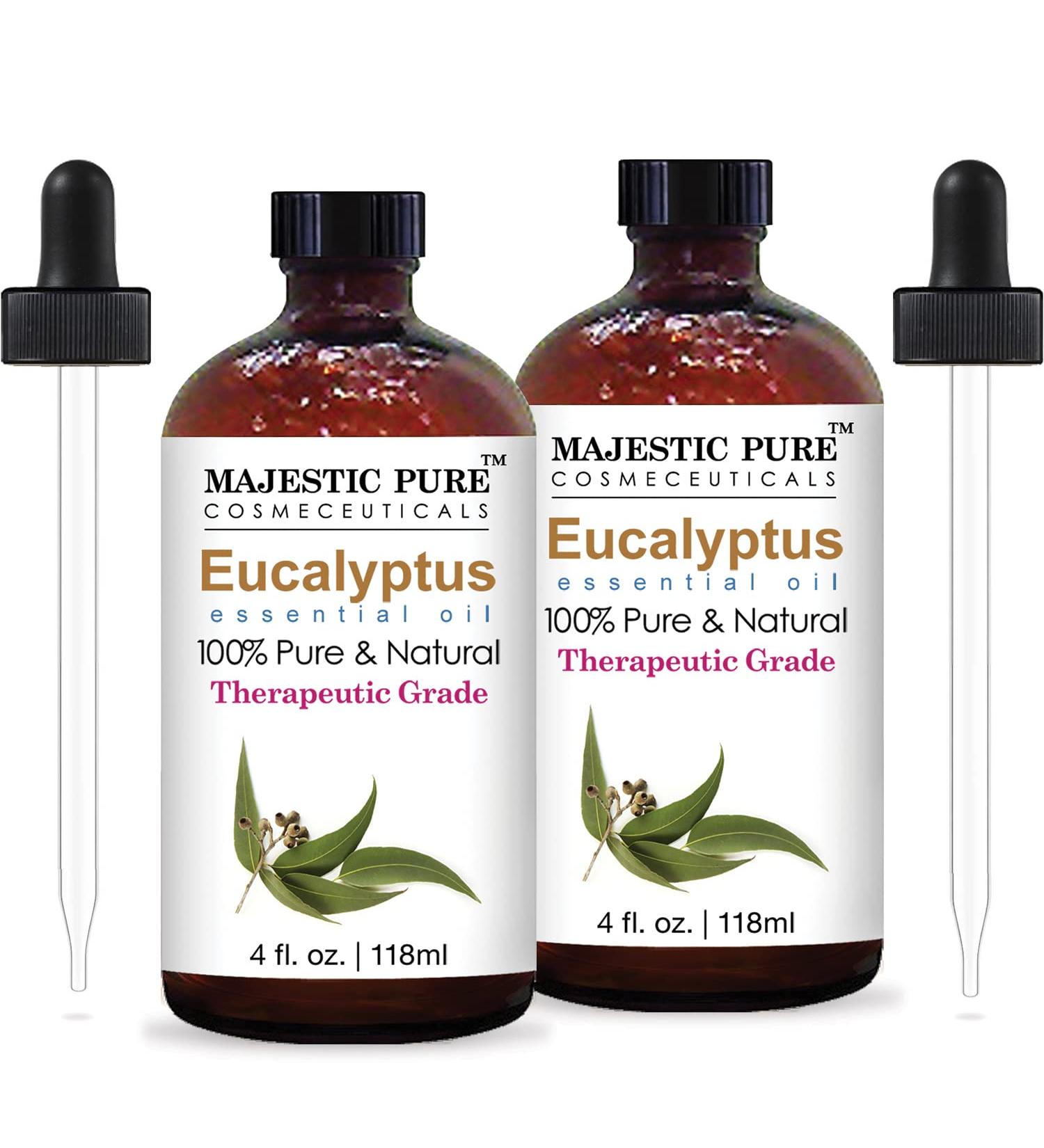 MAJESTIC PURE Eucalyptus Essential Oil 4 fl oz (Pack of 2) - Therapeutic Grade - Pure & Natural for Aromatherapy, Massage, and Household Uses - Buy Online on GoSupps.com