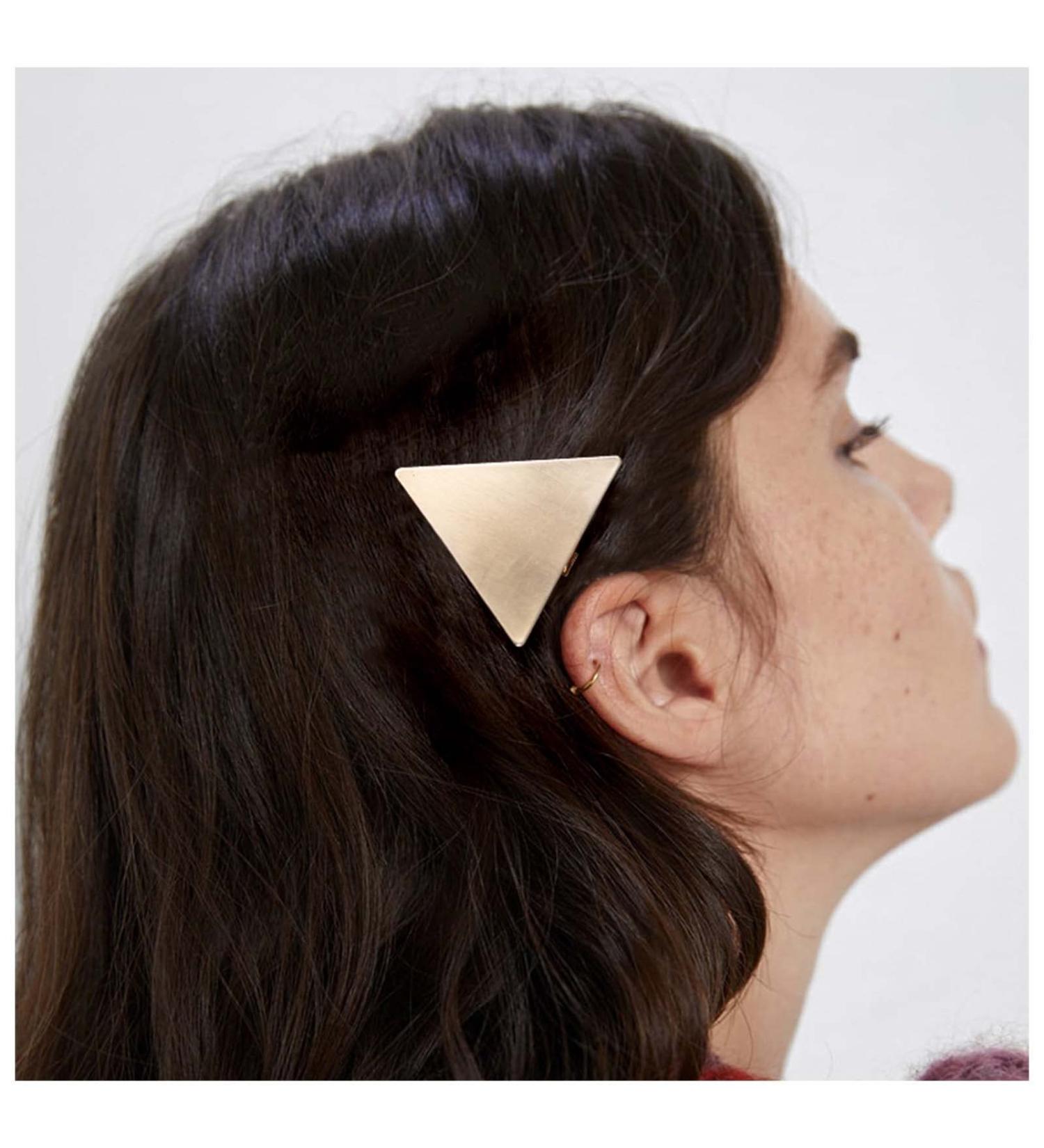 Iaceble Minimalist Triangle Hair Clip Barrette - Gold Metal Hairpin for Women and Girls - Buy Online on GoSupps.com
