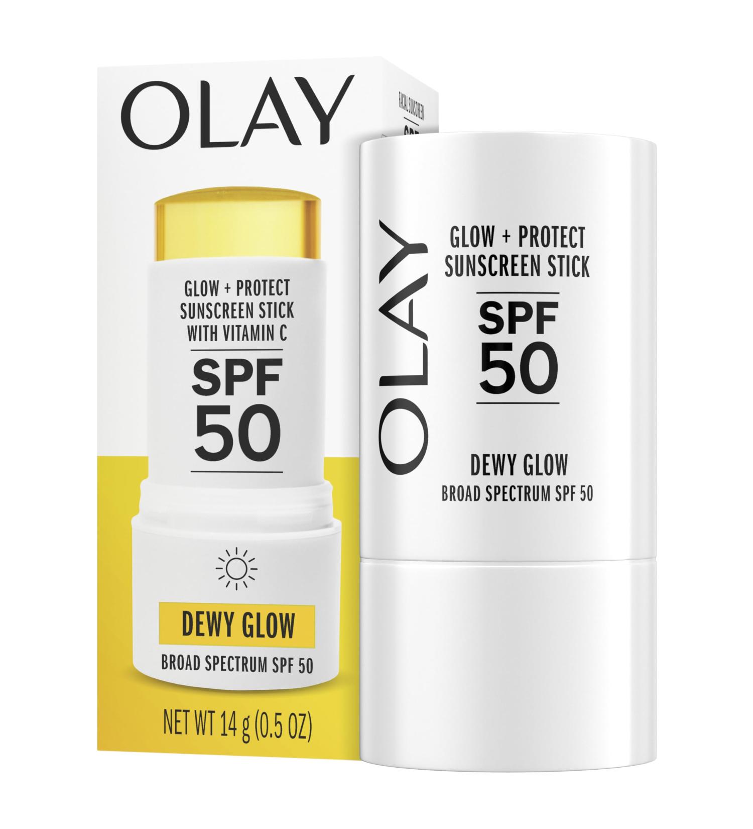 Olay Glow & Protect SPF 50 Face Sunscreen Stick, Fragrance Free, 0.5 OZ (14 G), Dewy Finish Sunscreen Stick with SPF 50 Broad Spectrum Sunblock for All Skin Types - Buy Online on GoSupps.com