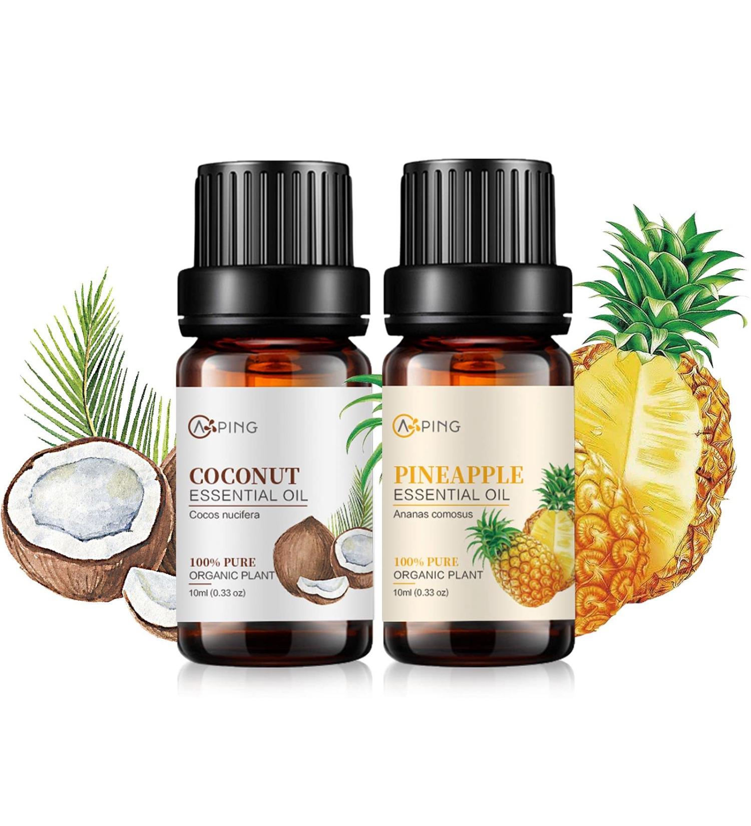 Coconut & Pineapple Essential Oils - 100% Pure Organic Oils for Diffuser Spa & Massage | 2x10ML - Buy Online on GoSupps.com