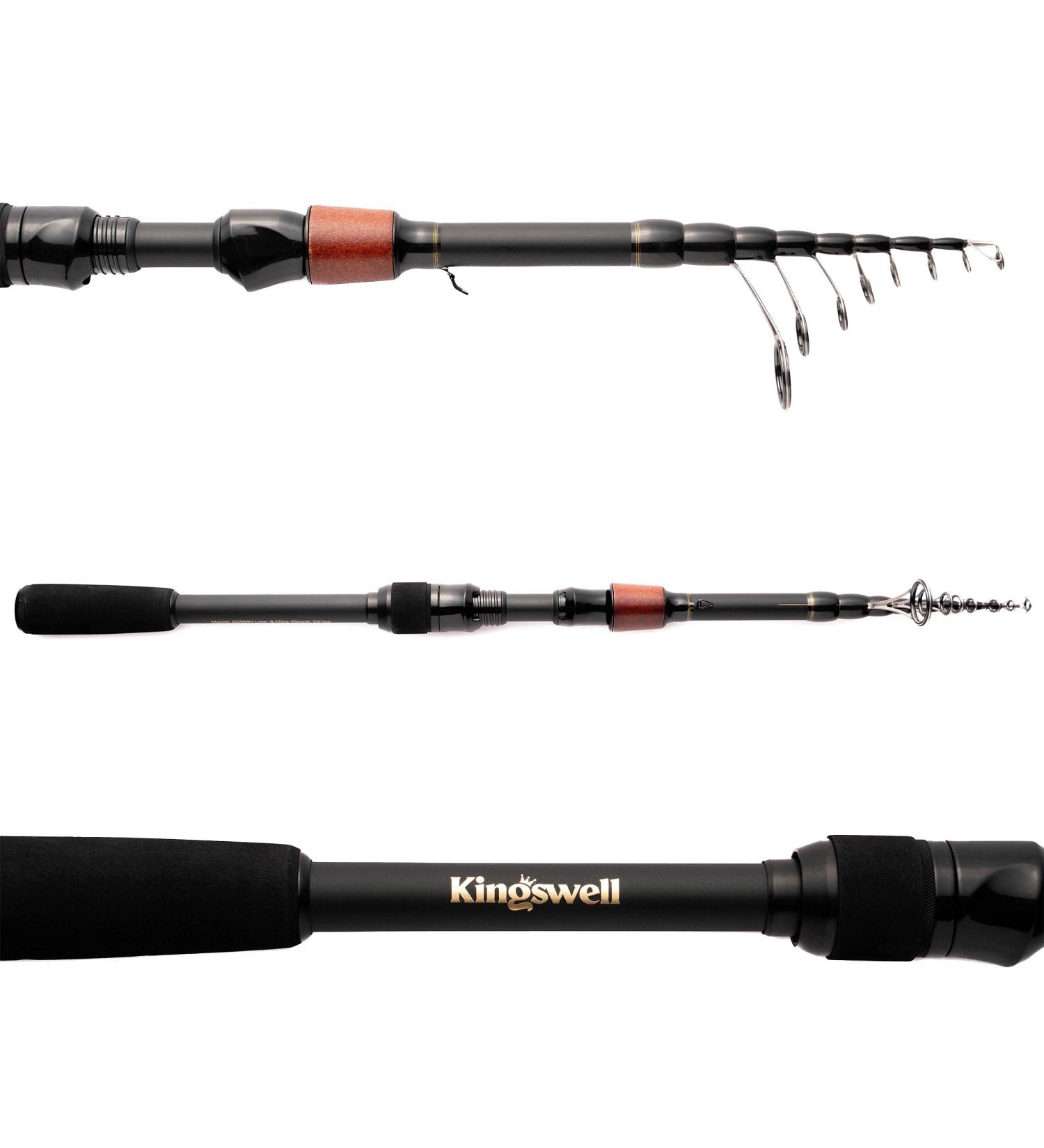 KINGSWELL Telescopic Fishing Rod and Reel Combo, Premium Graphite Carbon Collapsible Fishing Pole with Spinning Reel, Portable Travel kit for Adults Kids Rod Only 6.8 Feet