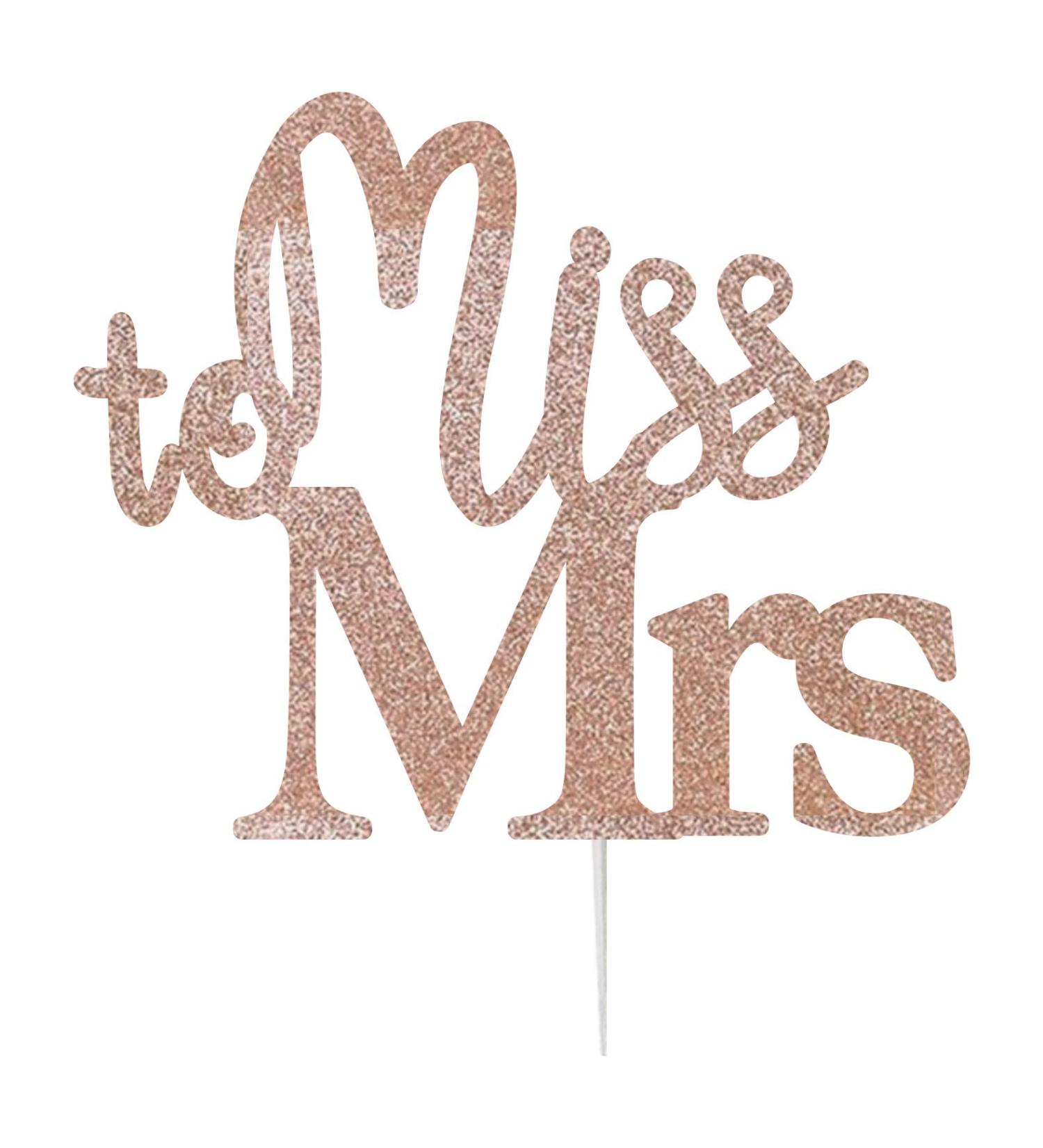 LissieLou Hen Party/Do Cake Topper Glitter with 'Miss to Mrs' Text (Made in the UK) - Rose Gold - Buy Online on GoSupps.com