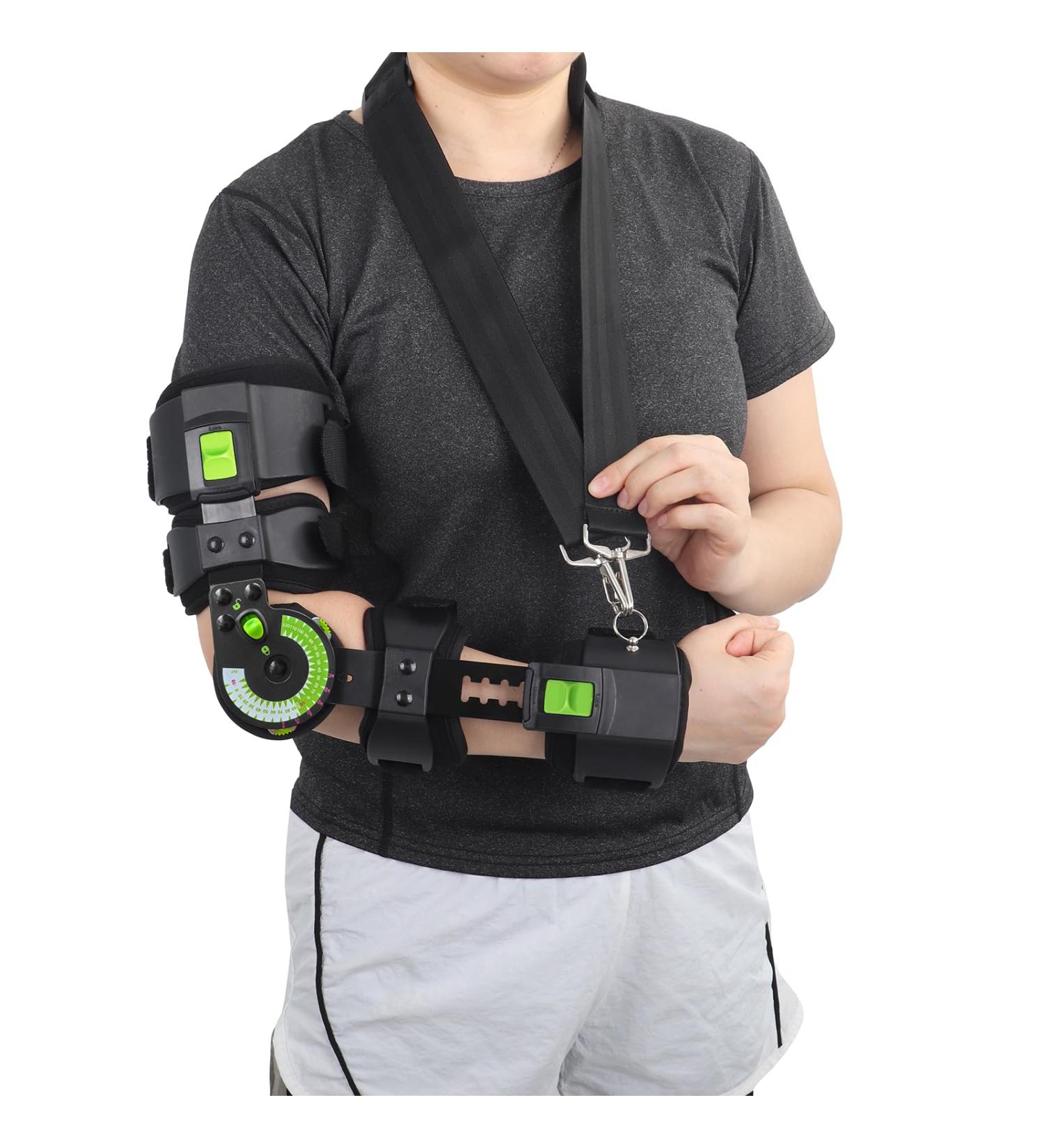 Adjustable Hinged ROM Elbow Brace - Post-Op Stabilizer for Arm Injury Recovery & Support (Right Arm - Buy Online on GoSupps.com