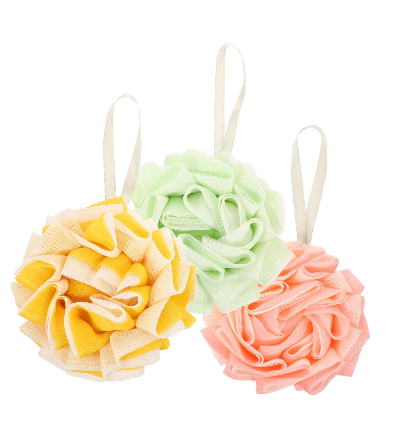 3pcs Healeved Bath Flower Sponges - Soft Shower Pouf & Loofah for Kids & Adults | Portable Bathing Balls for Relaxing Spa Experience - Buy Online on GoSupps.com