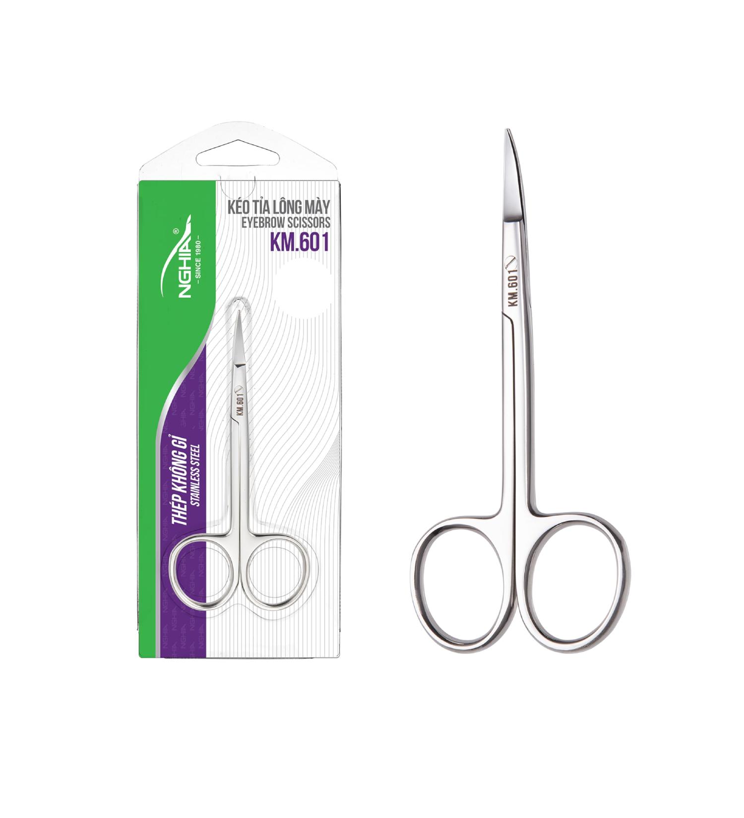 NGHIA Stainless Steel KM-601: Premium Curved Facial Hair Scissors & Eyebrow Trimmer for Men & Women - Precision Nose & Mustache Grooming - Buy Online on GoSupps.com
