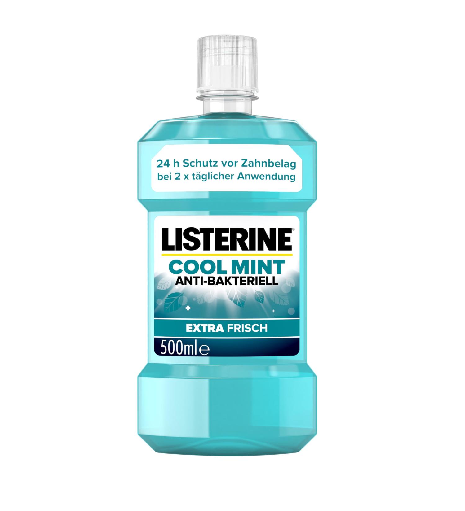 Buy Listerine Cool Mint Antibacterial Mouthwash 500ml - Fresh Mint Taste & Essential Oils for Daily Dental Care - Buy Online on GoSupps.com