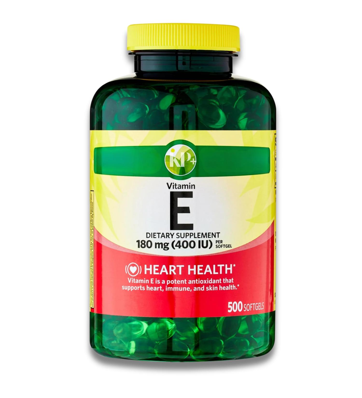 KP+ Vitamin E 180 mg (400 IU) | Heart & Immune Health | 500 Softgels | Gluten Free Dietary Supplement - Buy Online on GoSupps.com