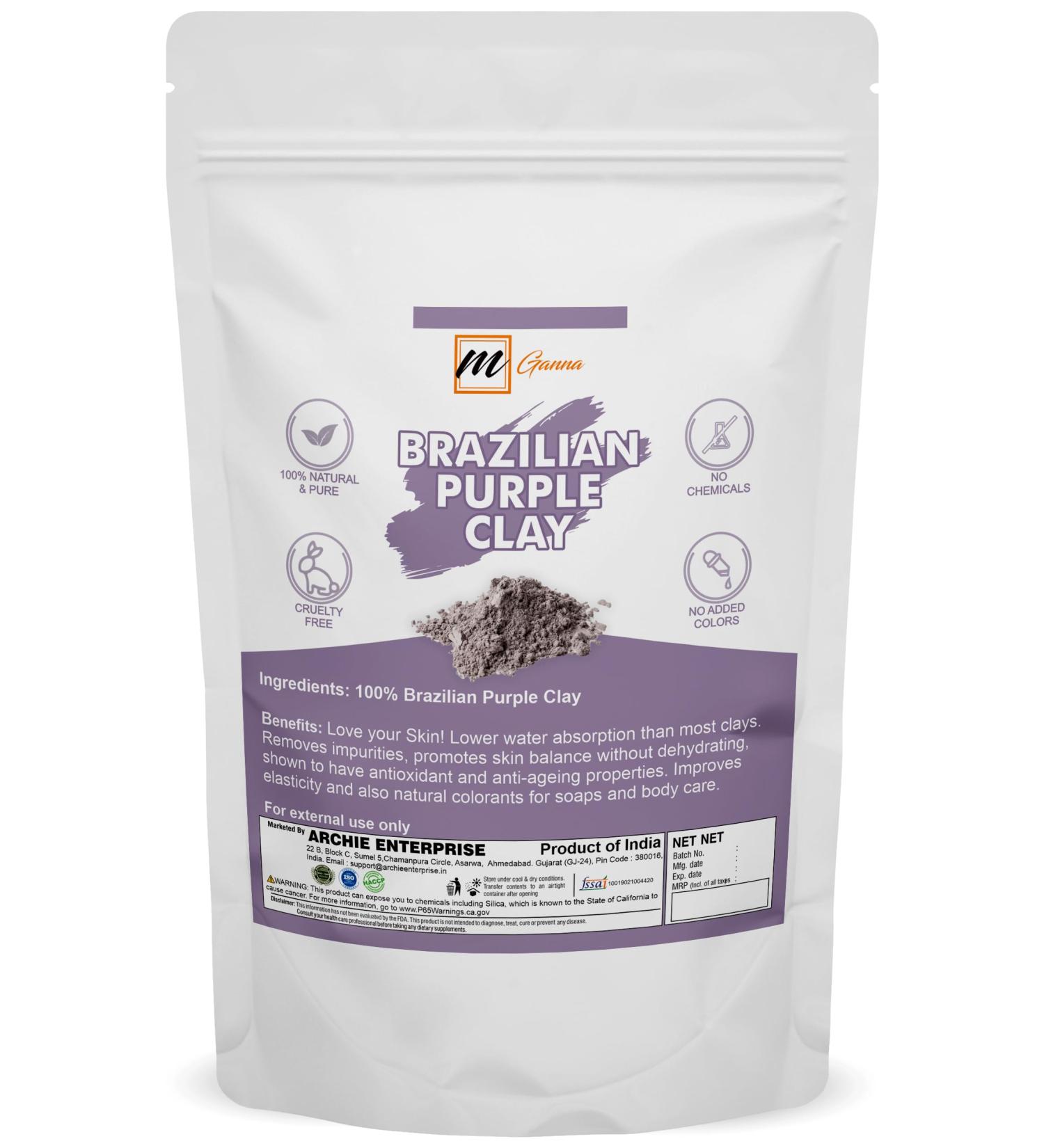 100% Natural Brazilian Purple Clay for Anti-Aging & Skin Firming - 1 LB | Ideal for Creams & Soap Making - Buy Online on GoSupps.com